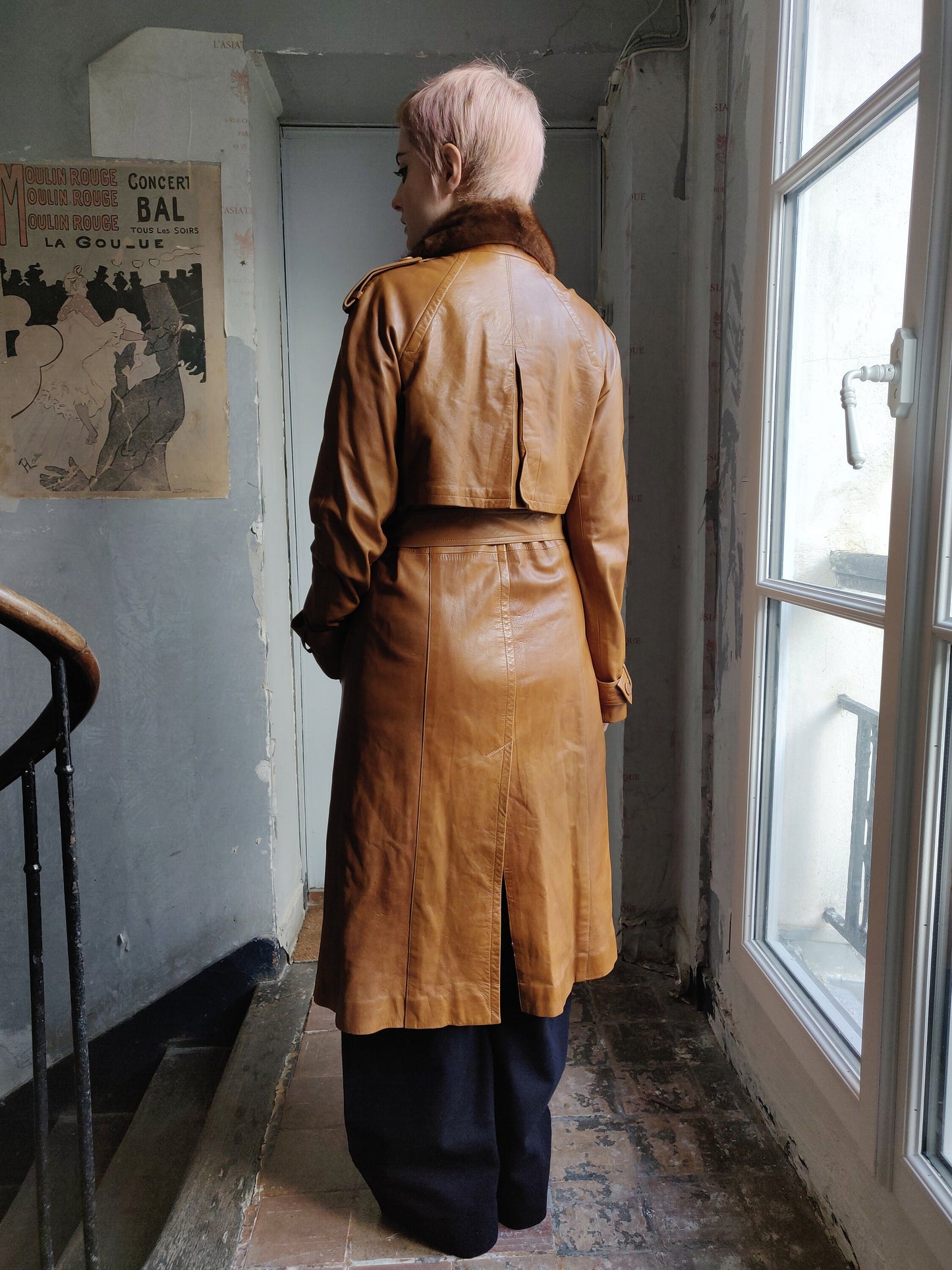 Plein Sud by Fayçal Amor - Soft Caramel Leather Trench Coat - Mink Collar - French Designer