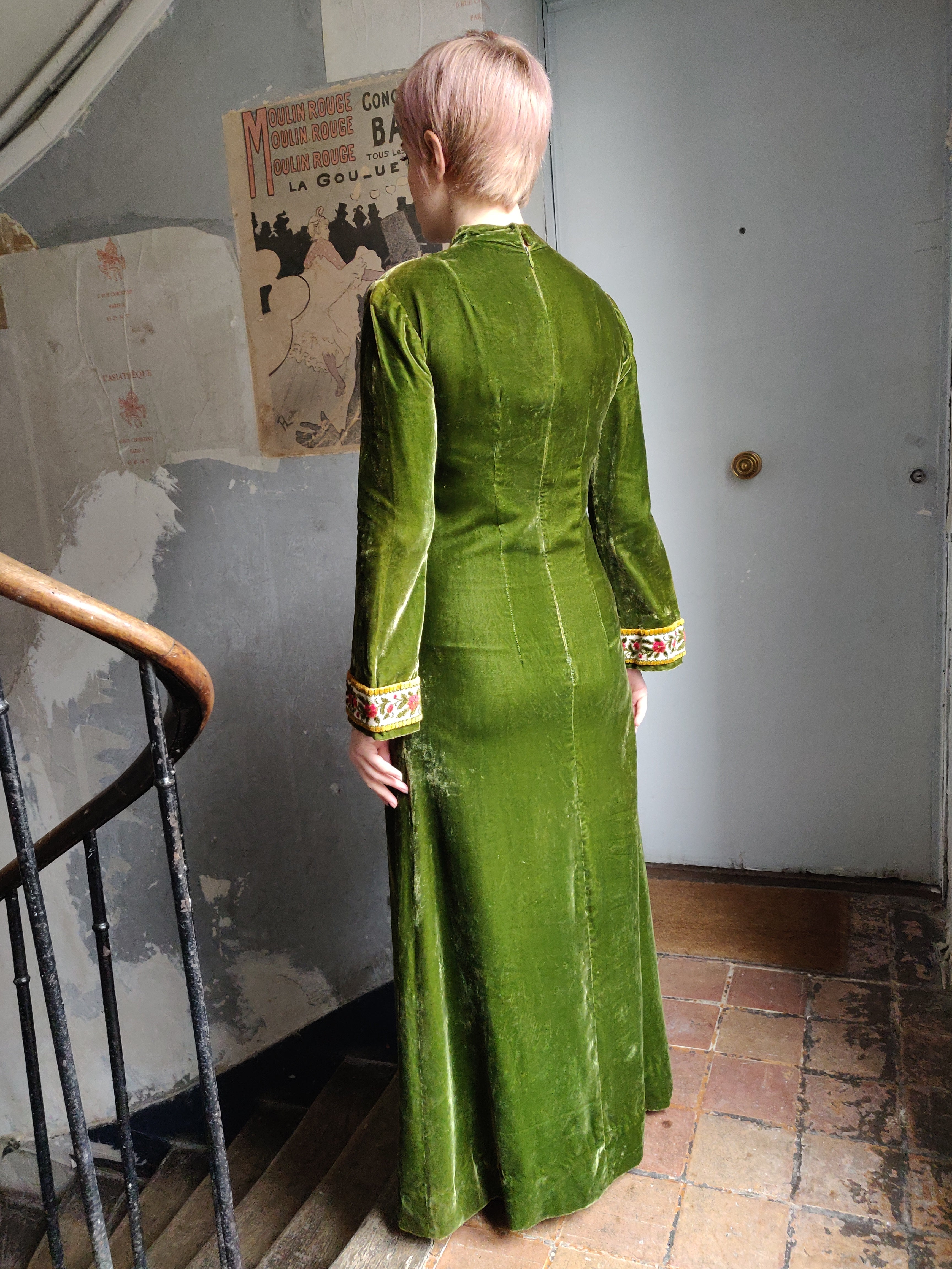 1960s Green Velvet Dress Moorchild Paris Vintage