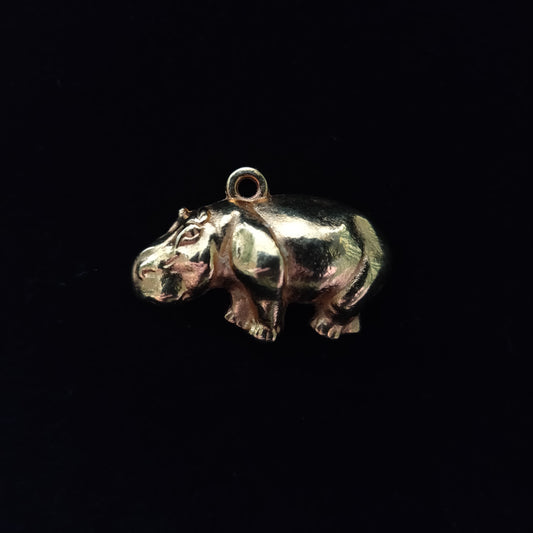 Adorable Gold-tone Hippopotamus Pendant
