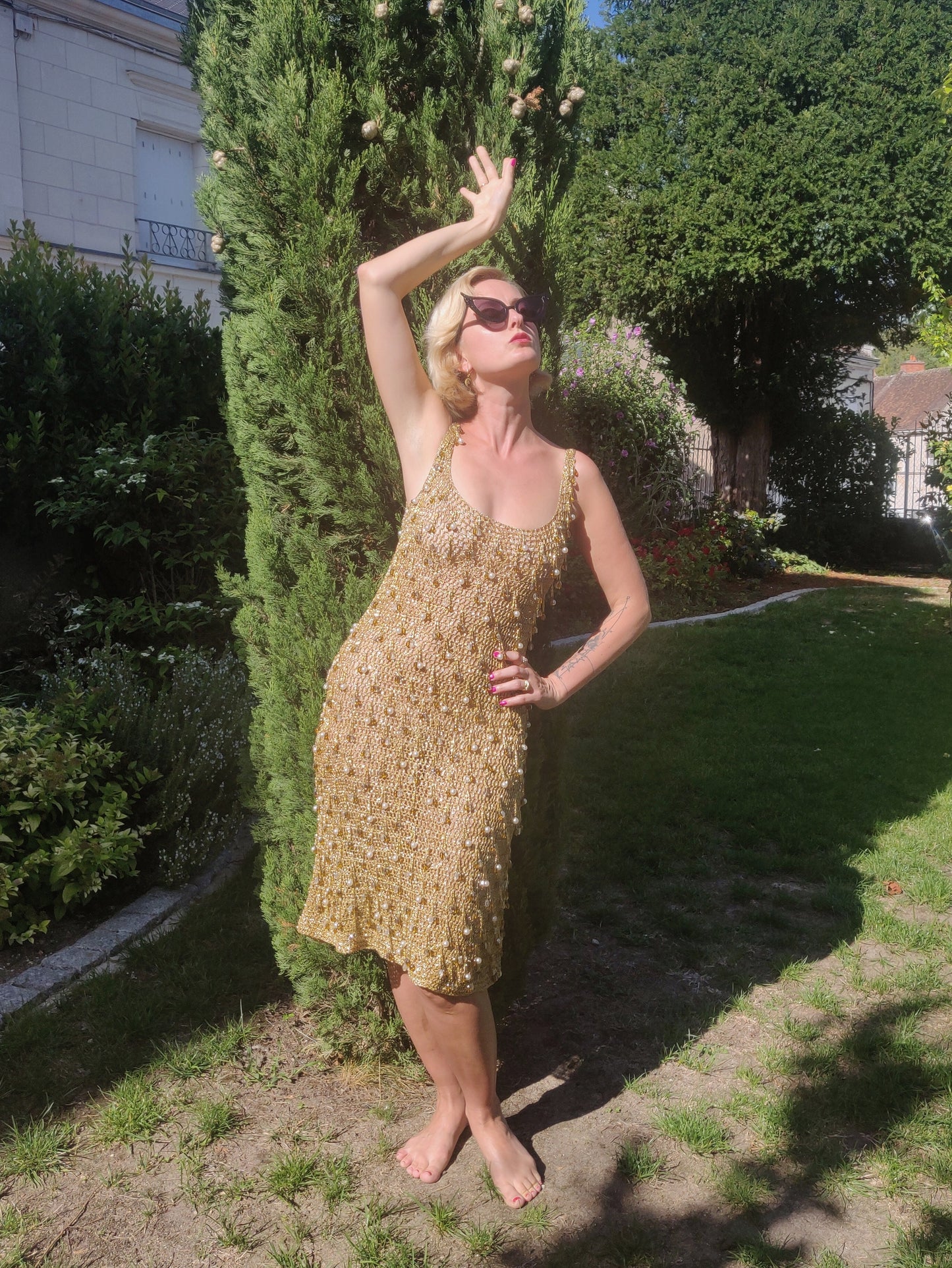 Late 1960s / early 70s Gold Lurex Beaded Loris Azzaro Dress - As Seen on Tina Turner