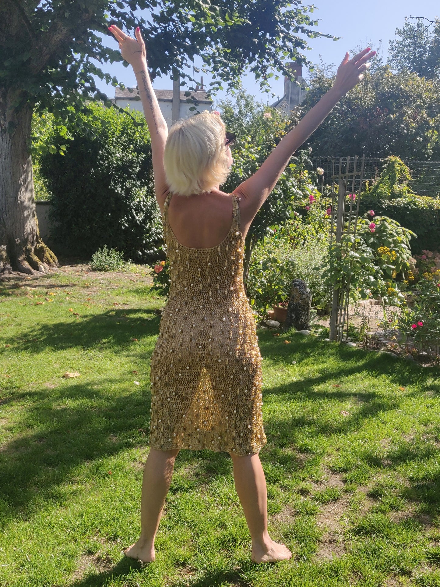 Late 1960s / early 70s Gold Lurex Beaded Loris Azzaro Dress - As Seen on Tina Turner