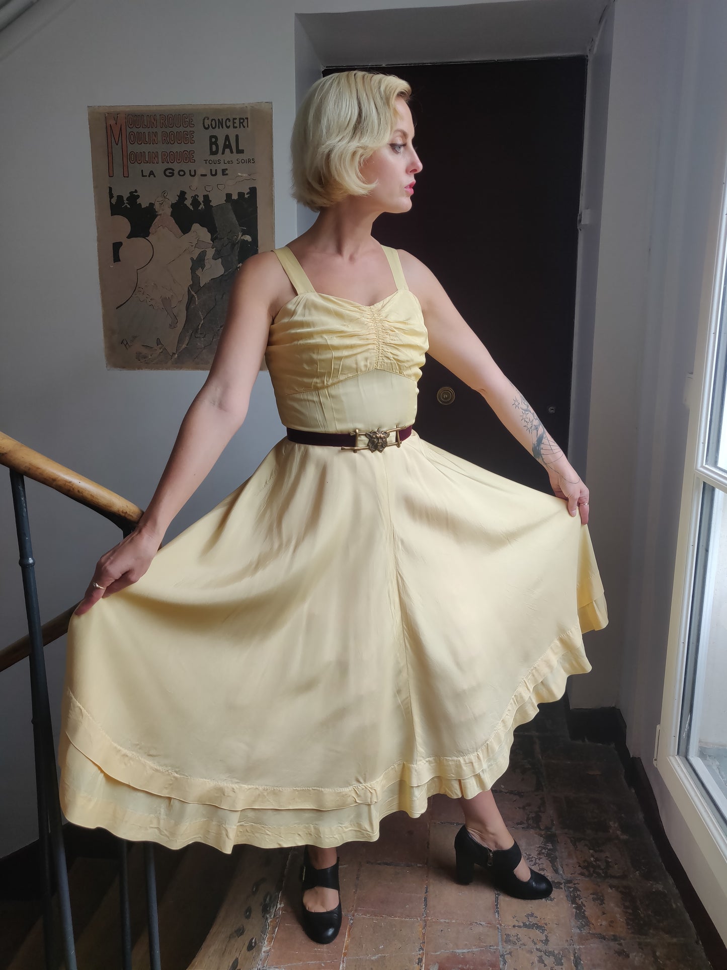 1950s/60s Handmade Lemon Chiffon Dress