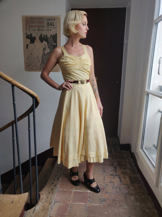 1950s/60s Handmade Lemon Chiffon Dress