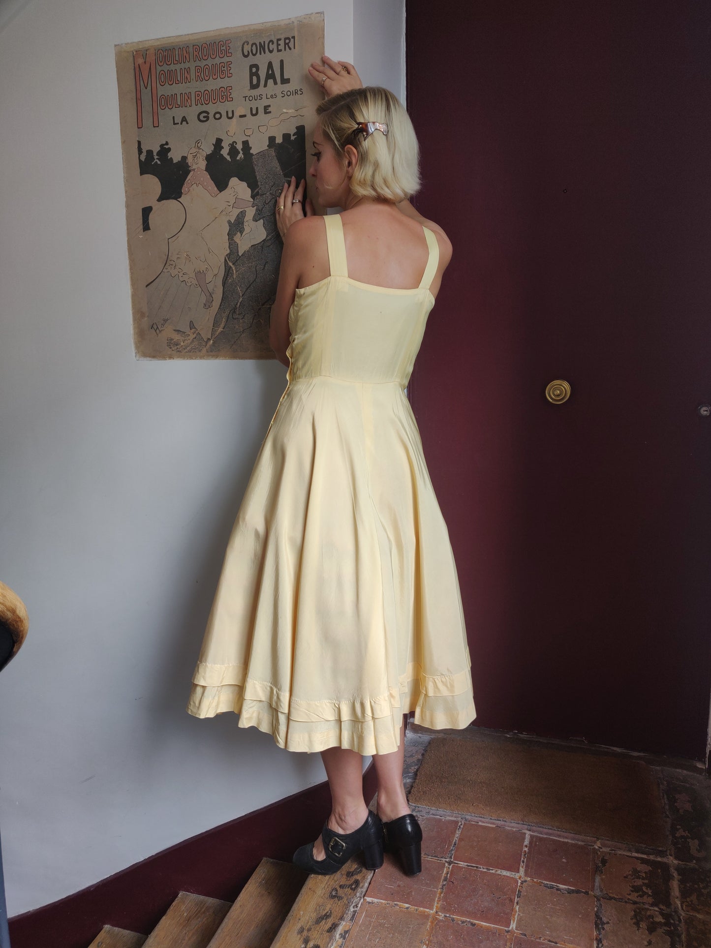 1950s/60s Handmade Lemon Chiffon Dress