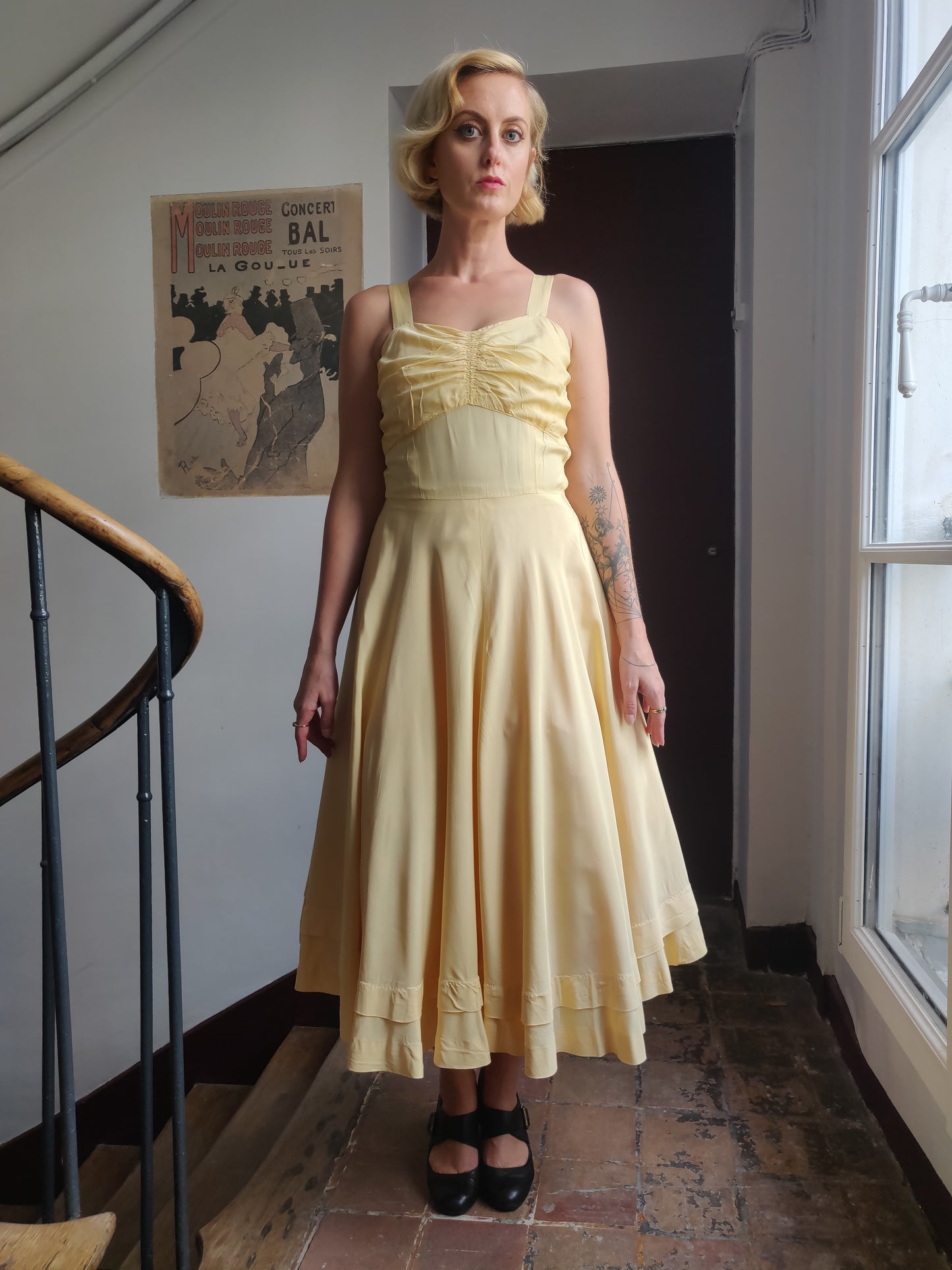 1950s/60s Handmade Lemon Chiffon Dress