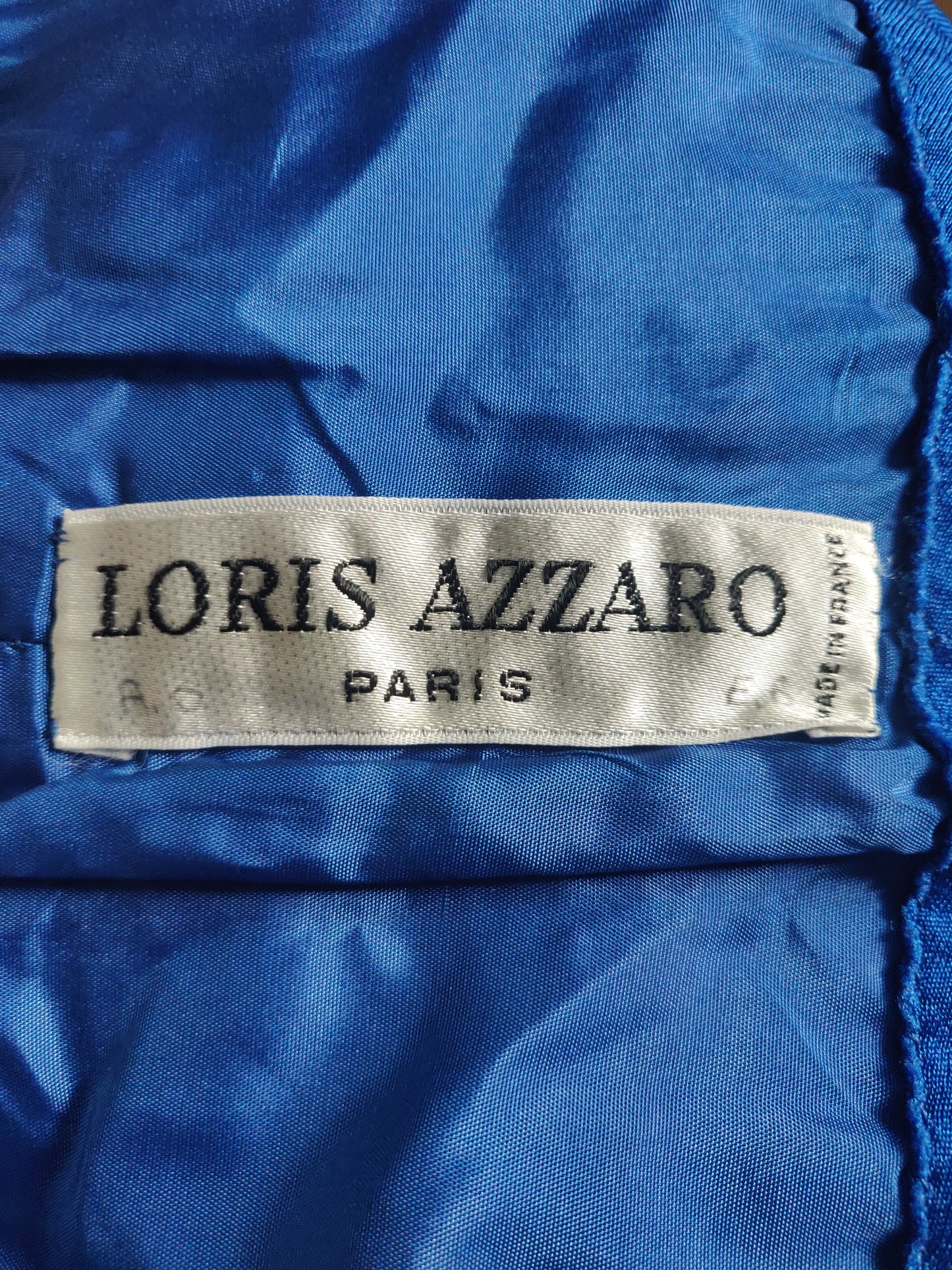 1970s Royal Blue Silk Jersey Loris Azzaro Evening Gown