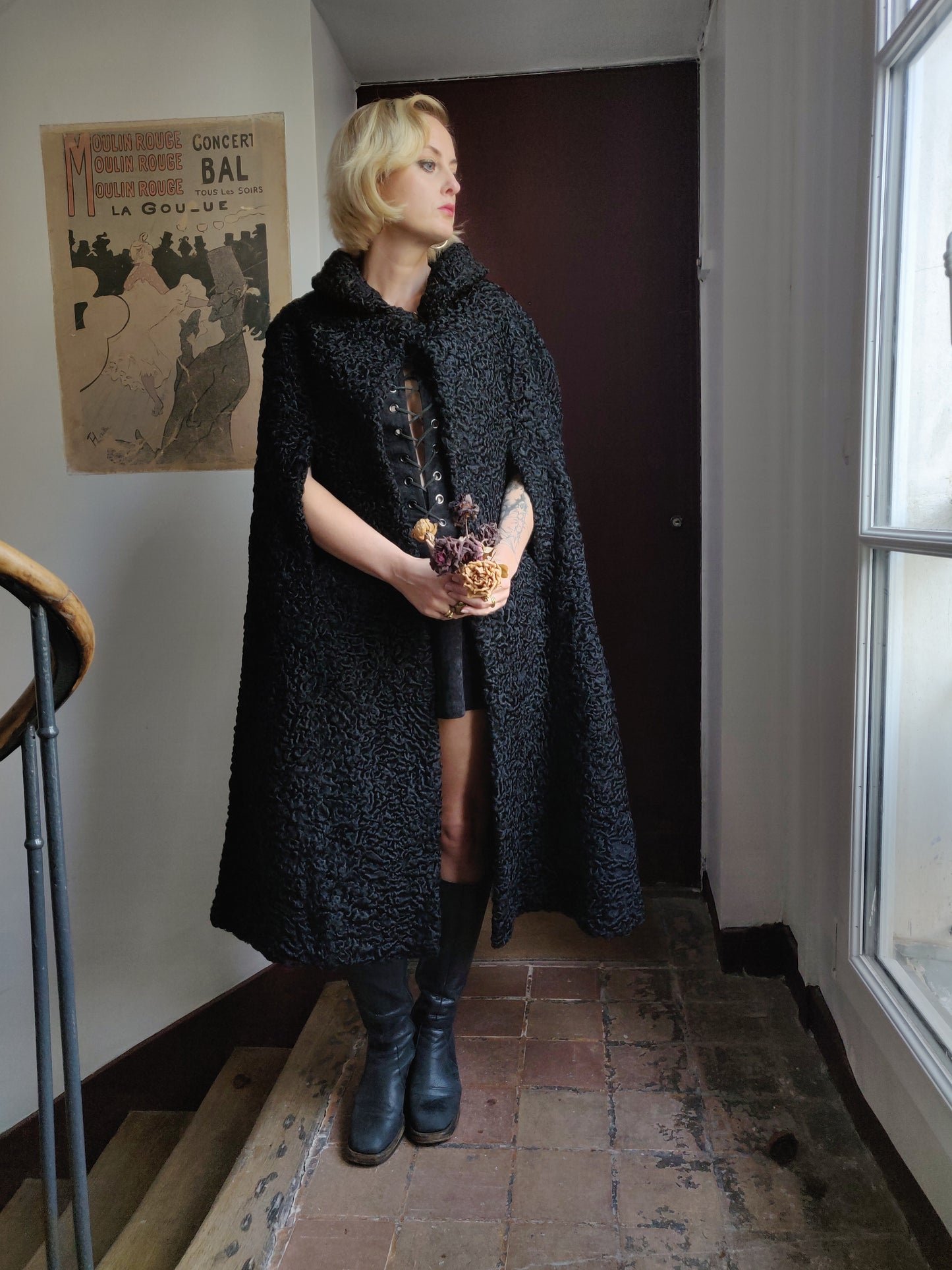 The Most Magnificent 1940s Henri Coltzac Astrakhan Cape - ON LAYAWAY