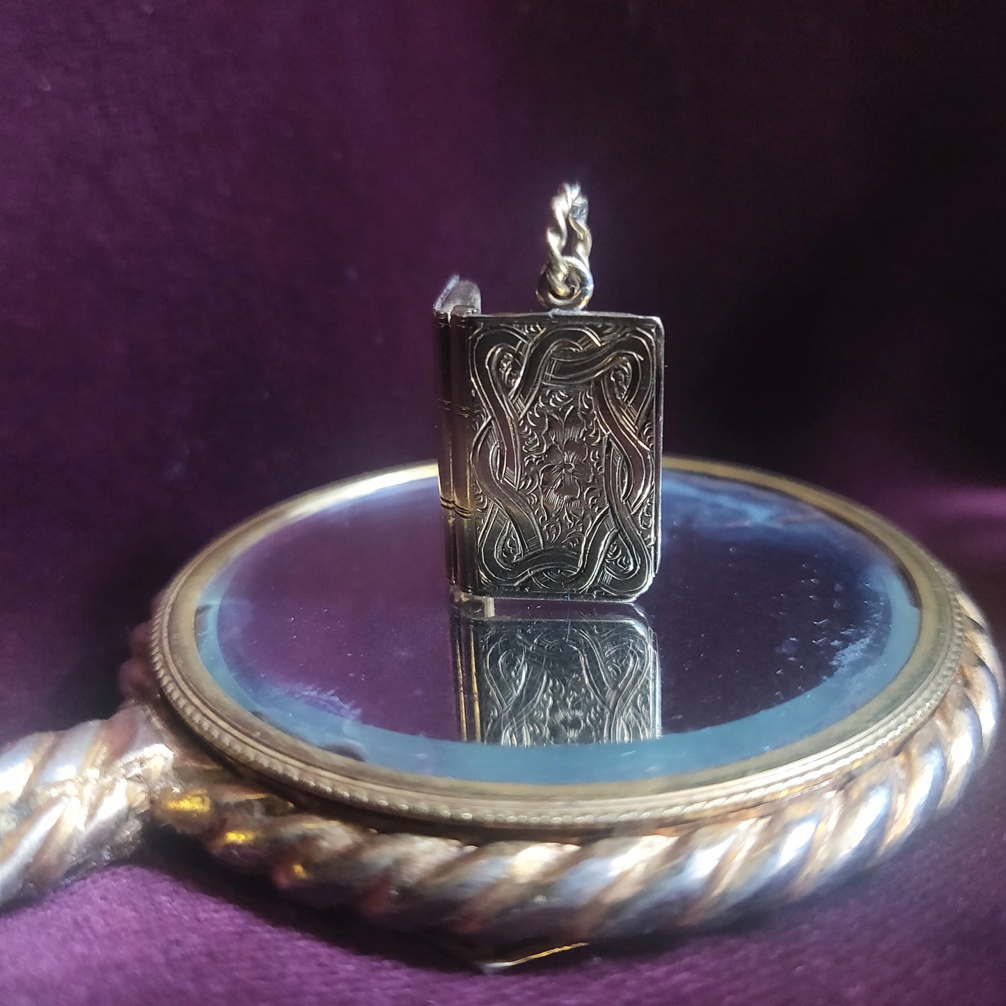 Victorian Book Locket with Woven Hair