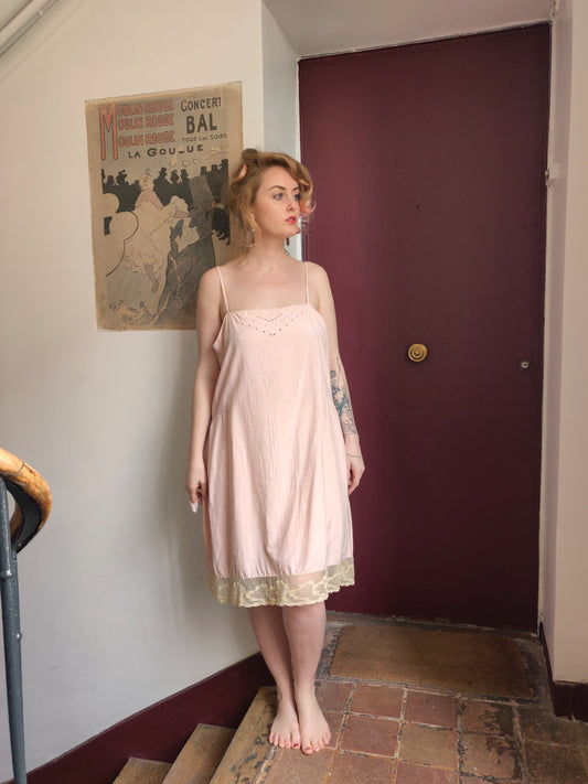 1920s Blush Pink Chemise and Tap Pants