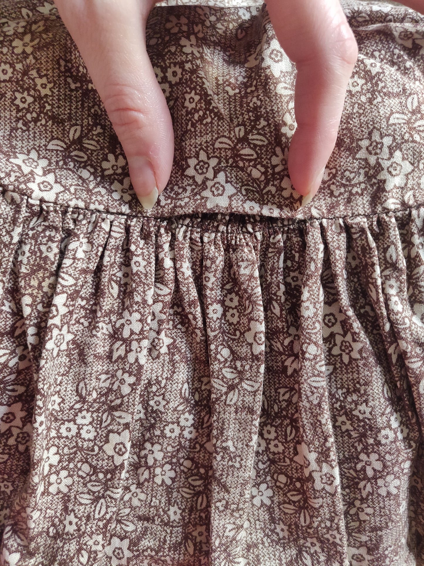 1970s Brown Calico Laura Ashley Dress