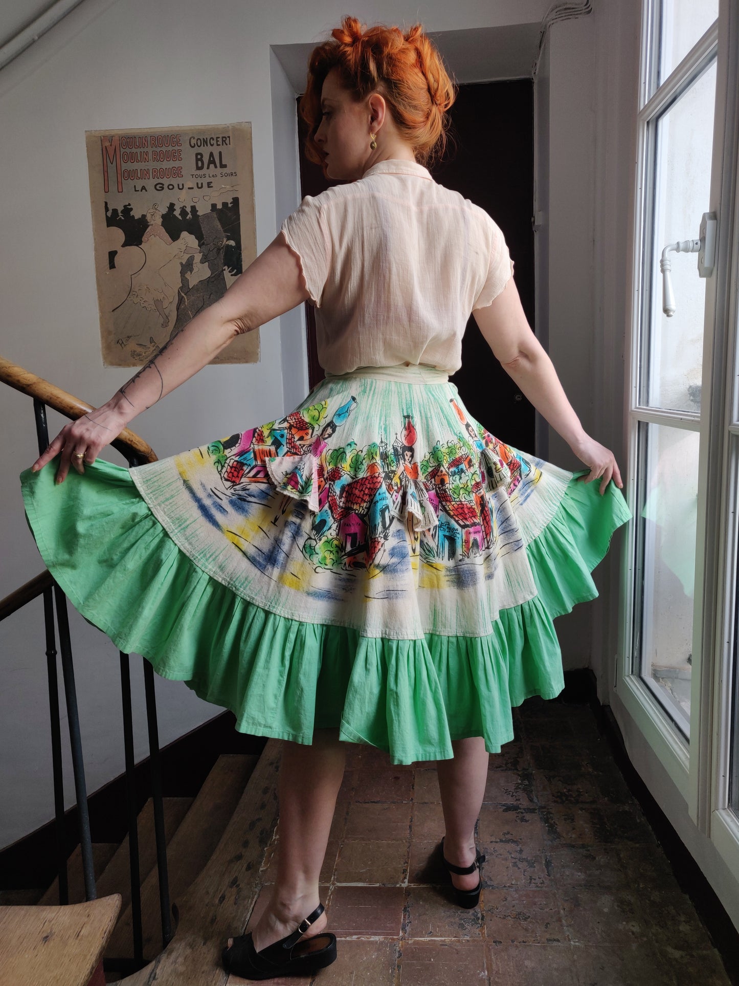 1950s Mexican Hand-Painted 3D Skirt