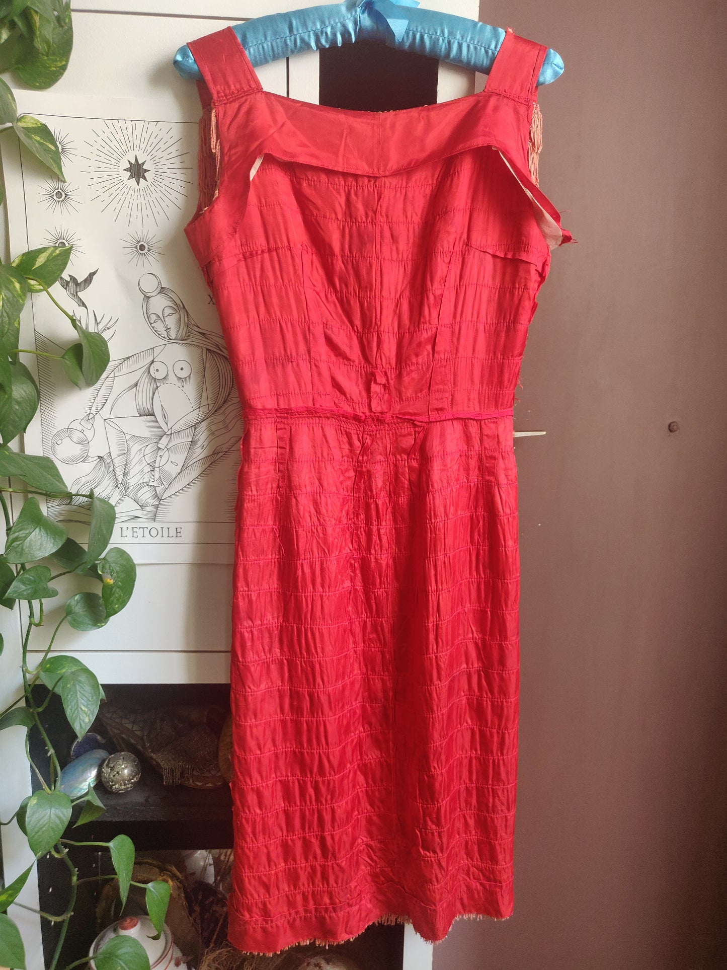 1950s/60s Fiery Coral Fringe Dress