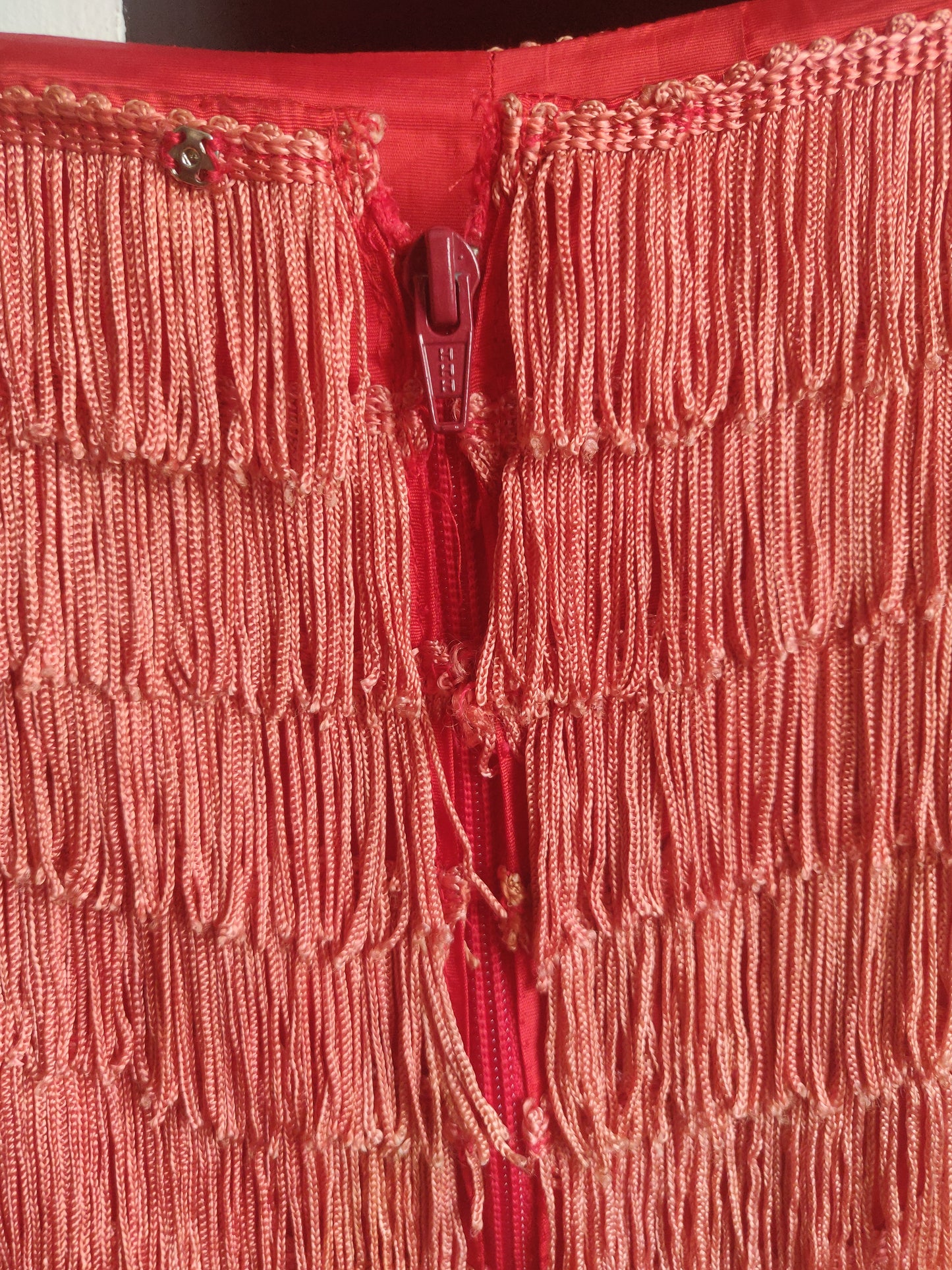 1950s/60s Fiery Coral Fringe Dress