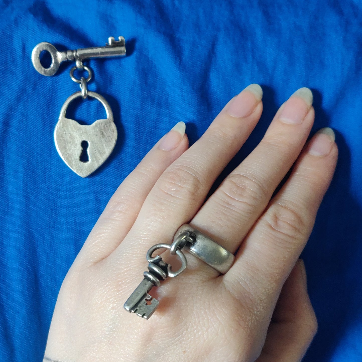 Vintage Key To My Heart Brooch and Ring Set