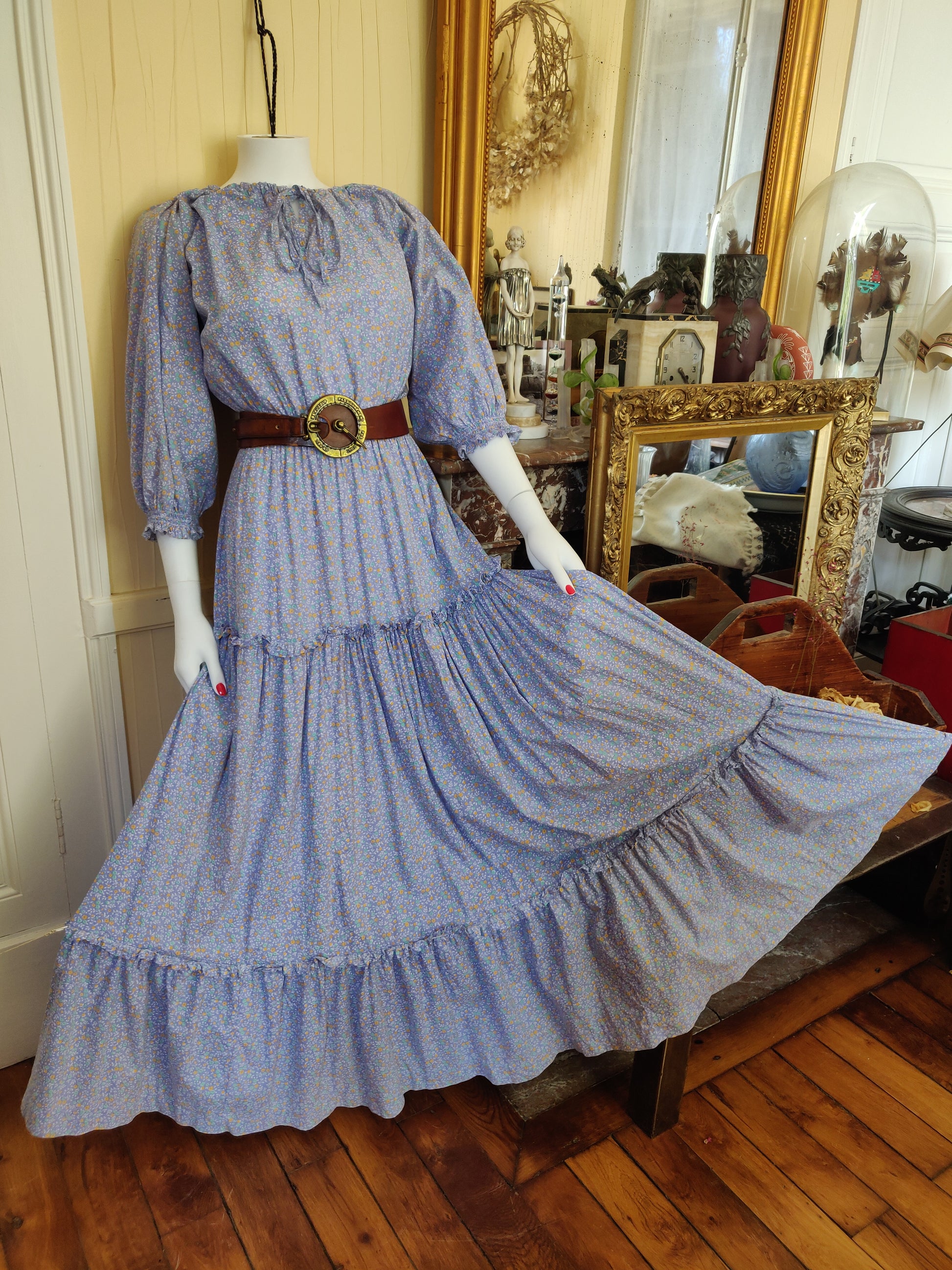 blue calico dress 1880s Blue Calico Dress F O L K L I N G