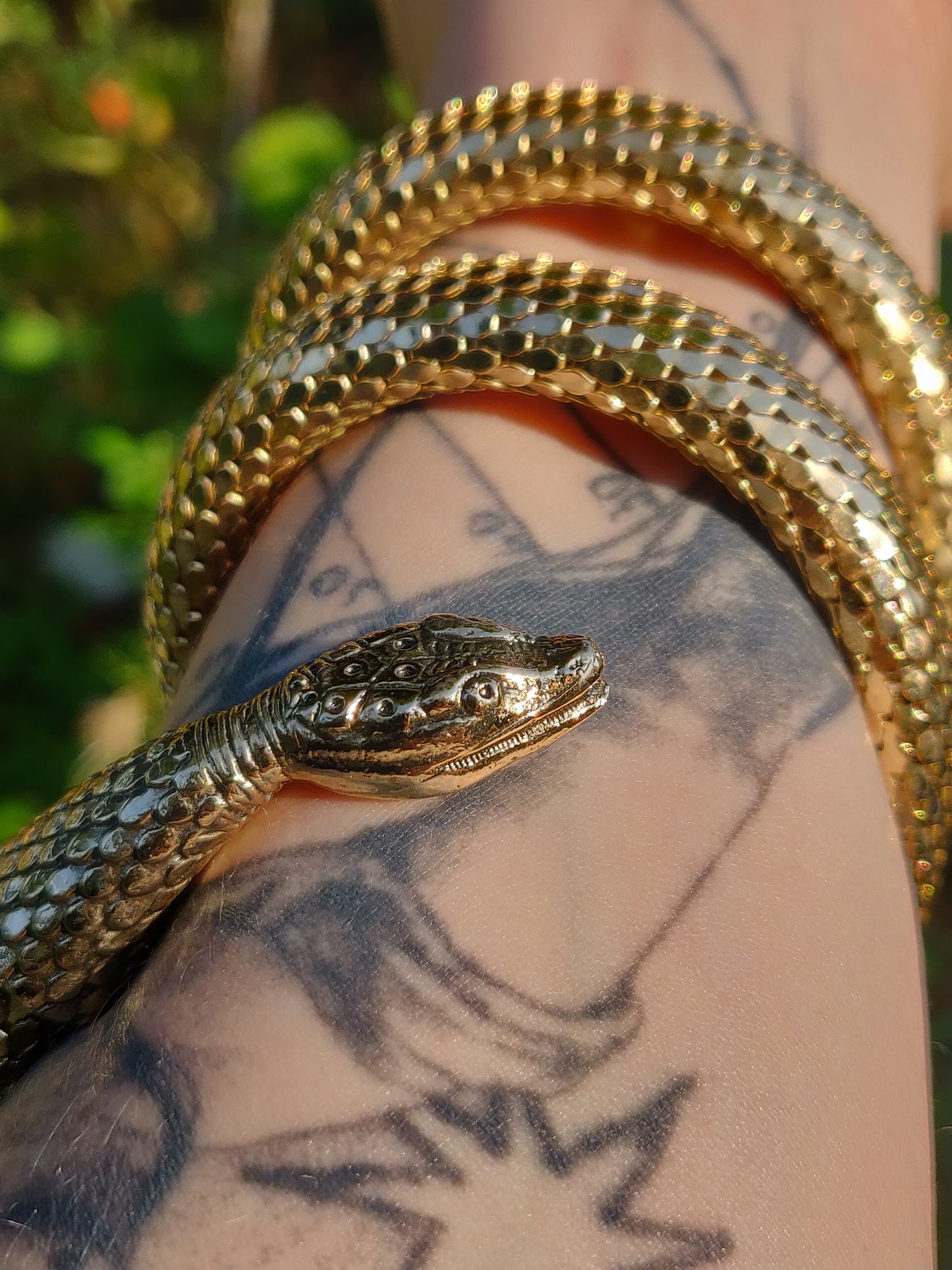 1960s Whiting & Davis Triple Coil Mesh Snake Bracelet
