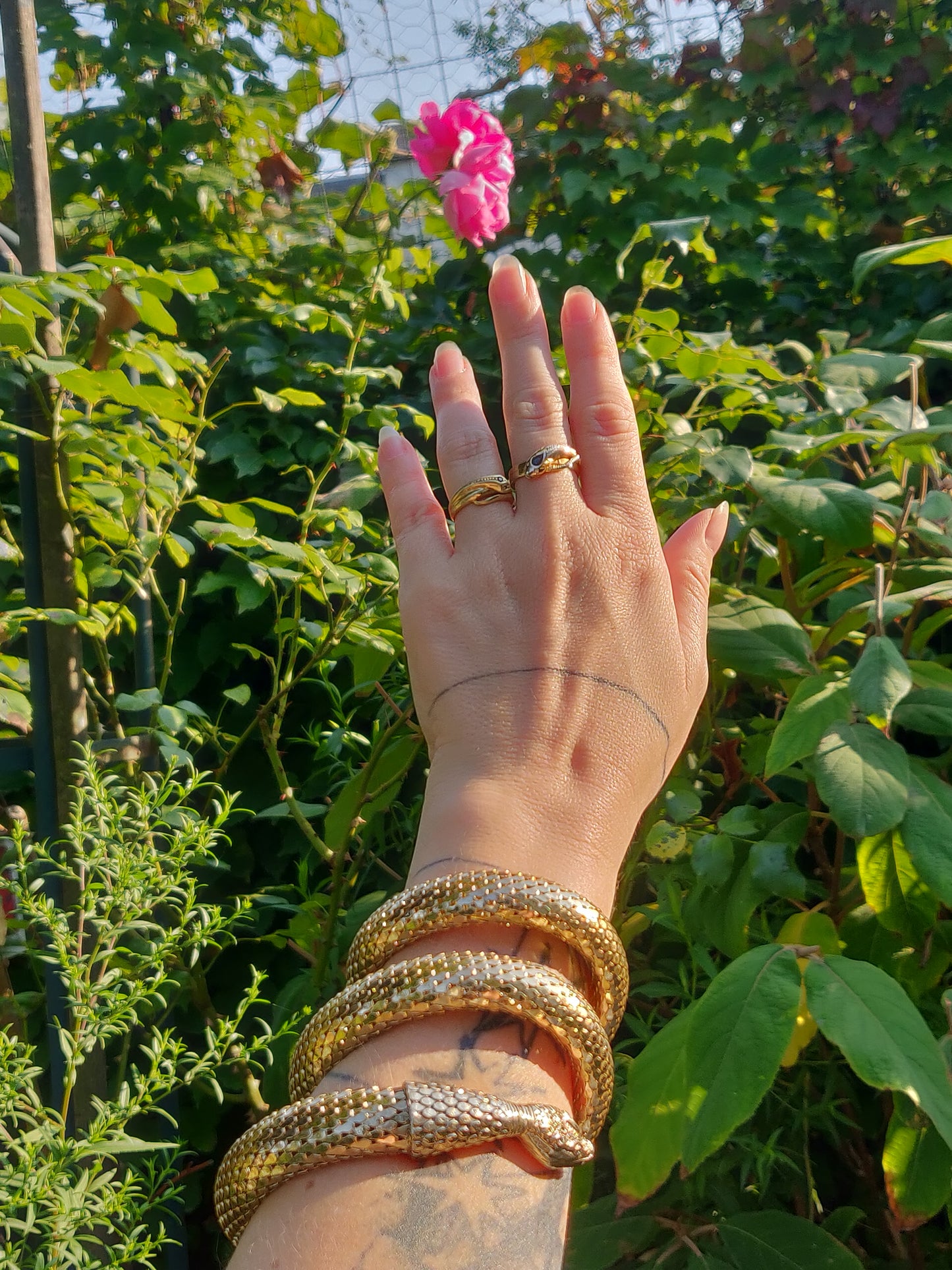 1960s Whiting & Davis Triple Coil Mesh Snake Bracelet