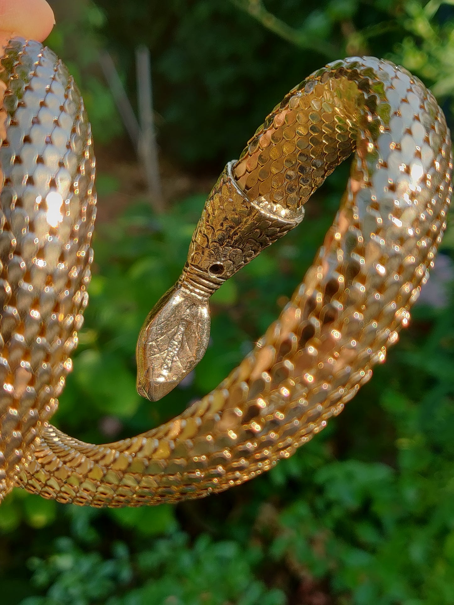 1960s Whiting & Davis Triple Coil Mesh Snake Bracelet