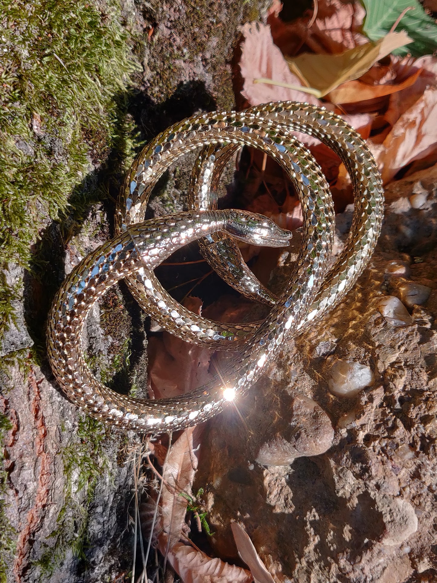 1960s Whiting & Davis Triple Coil Mesh Snake Bracelet
