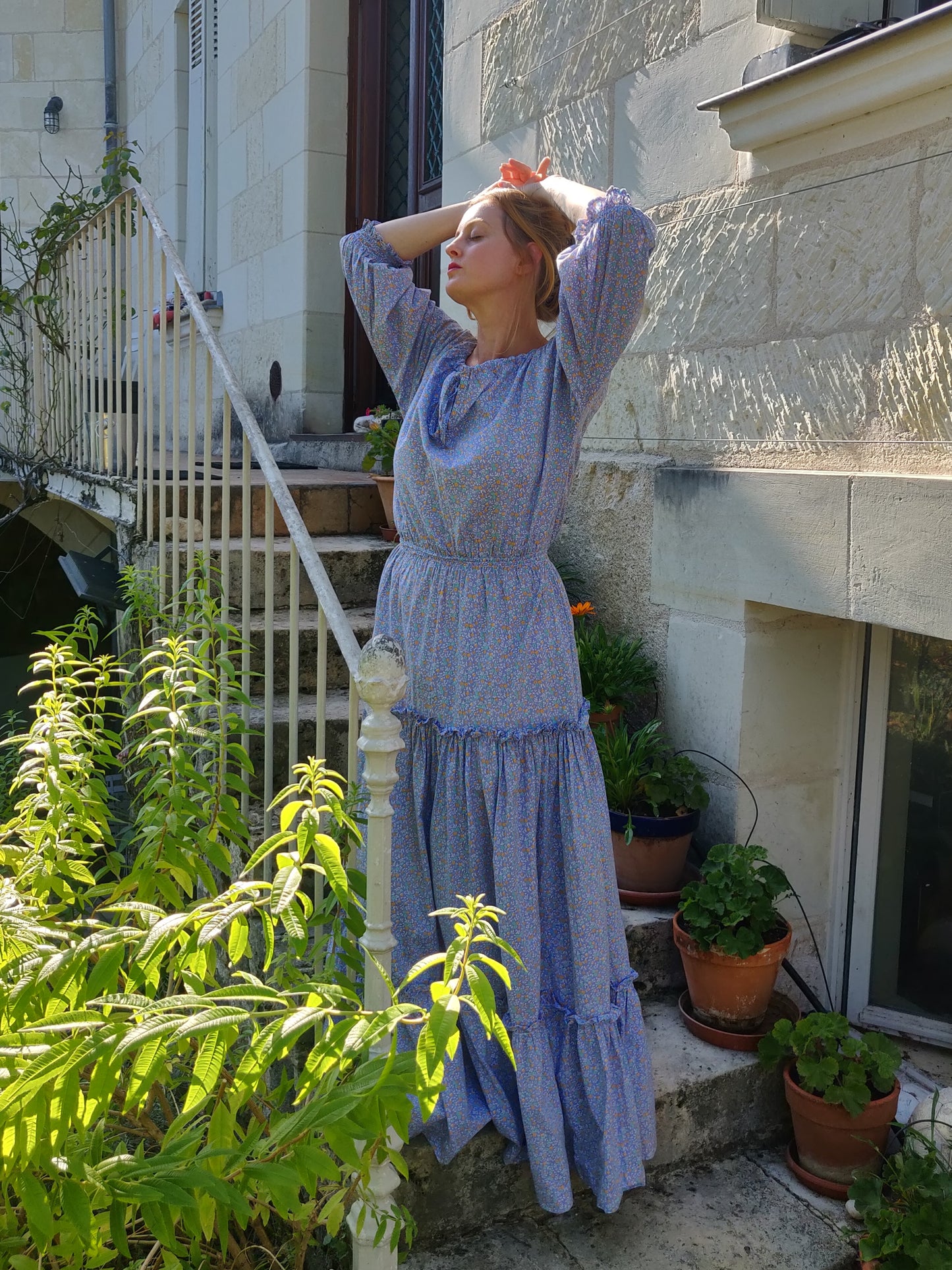 Laura Ashley Light Blue Calico Dress