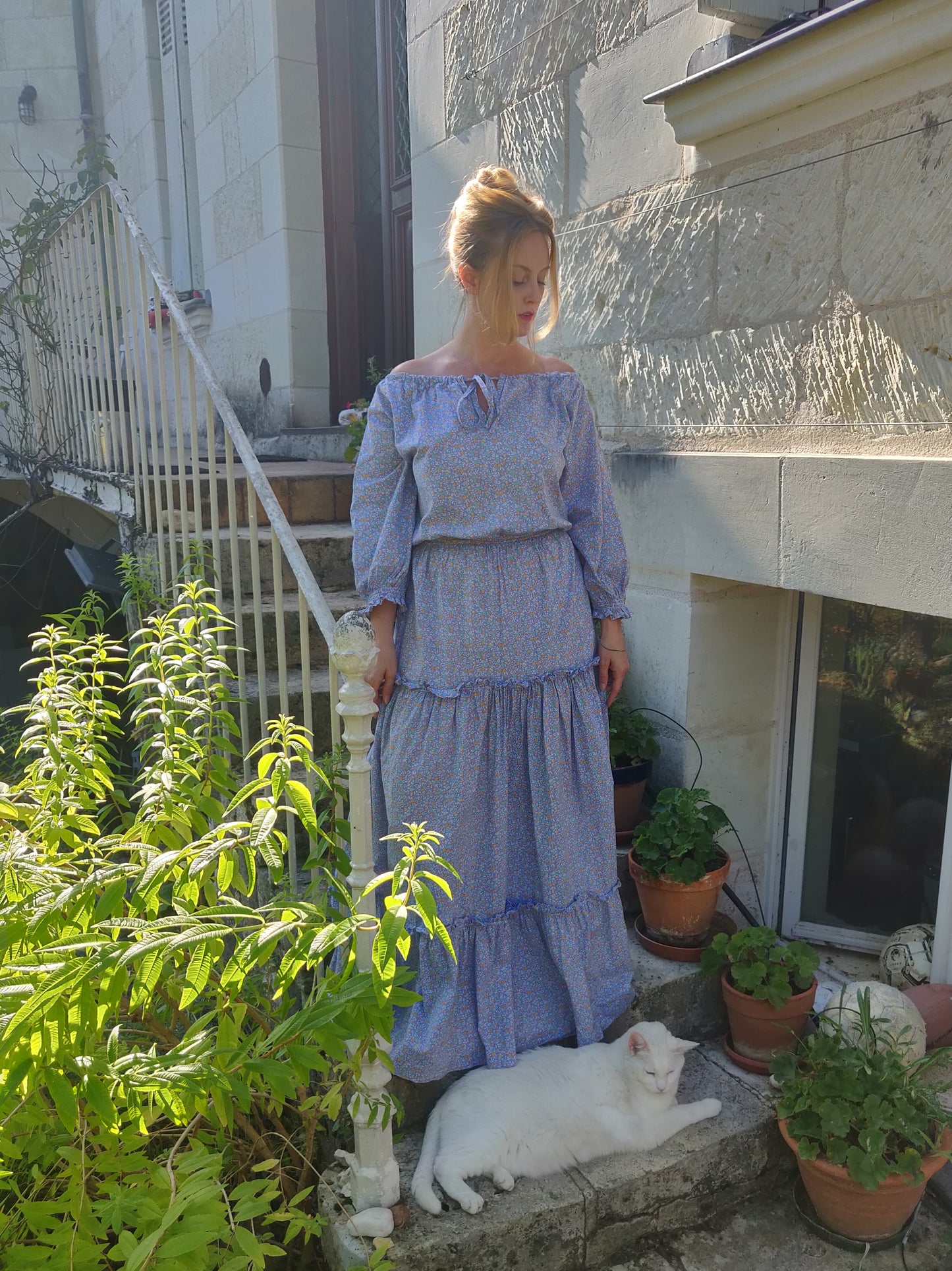 Laura Ashley Light Blue Calico Dress