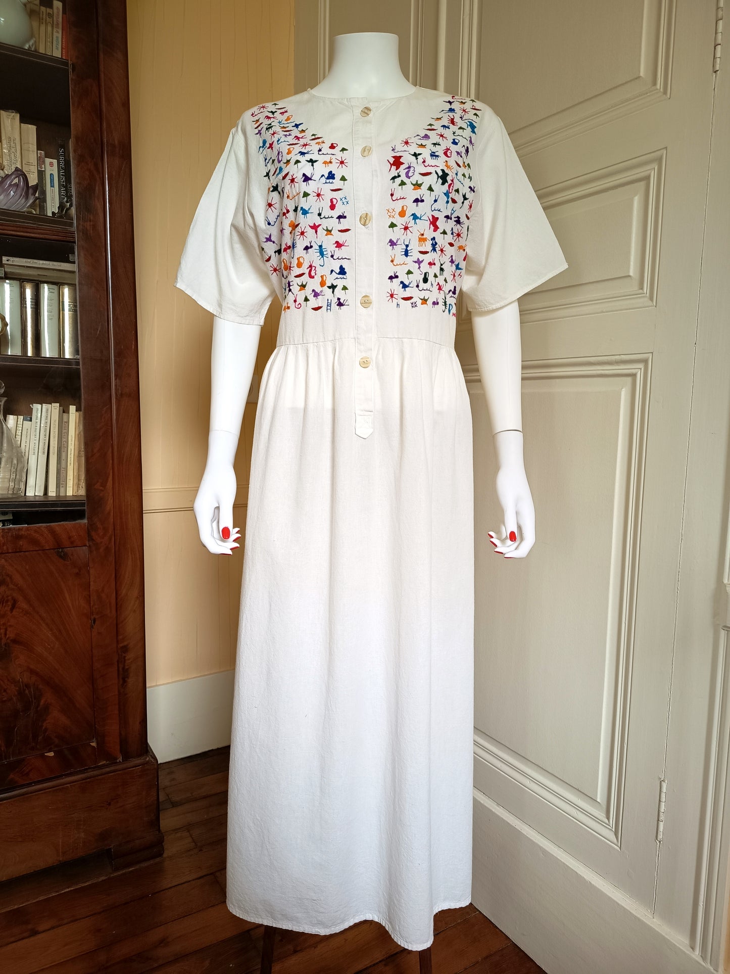 Whimsical Hand Embroidered Cotton Dress