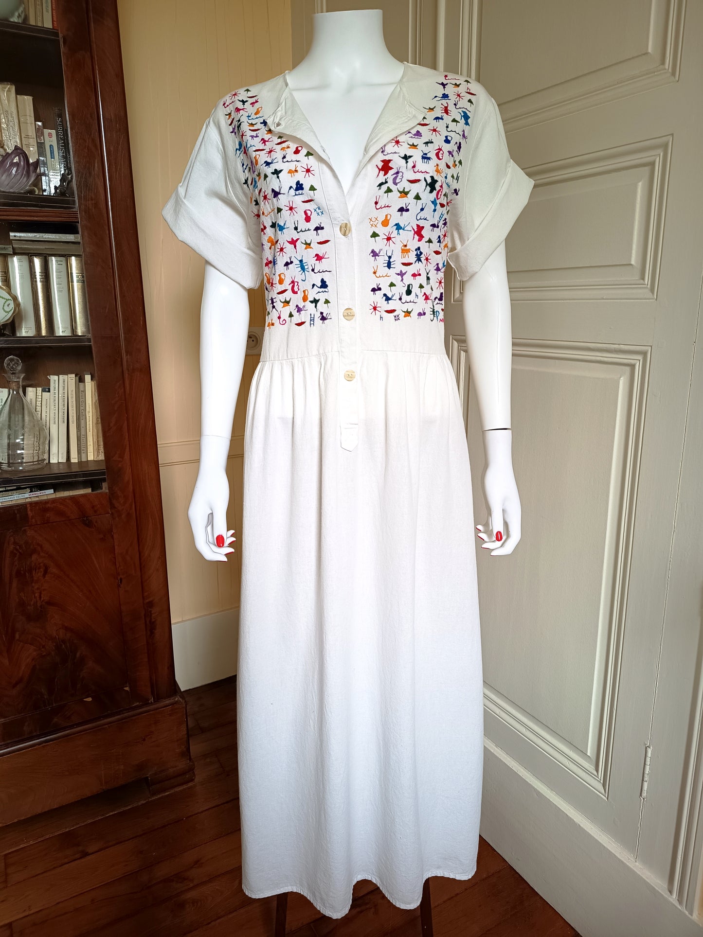 Whimsical Hand Embroidered Cotton Dress