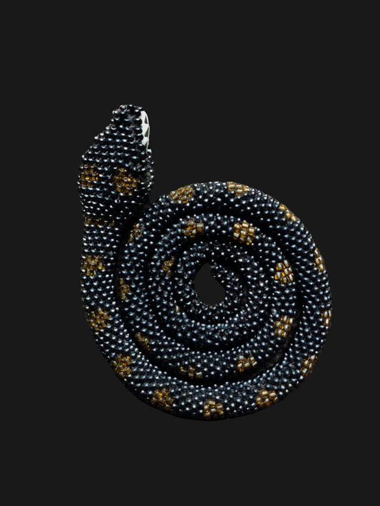 WWI/1920s Bead Crochet Snake With Clamp Teeth