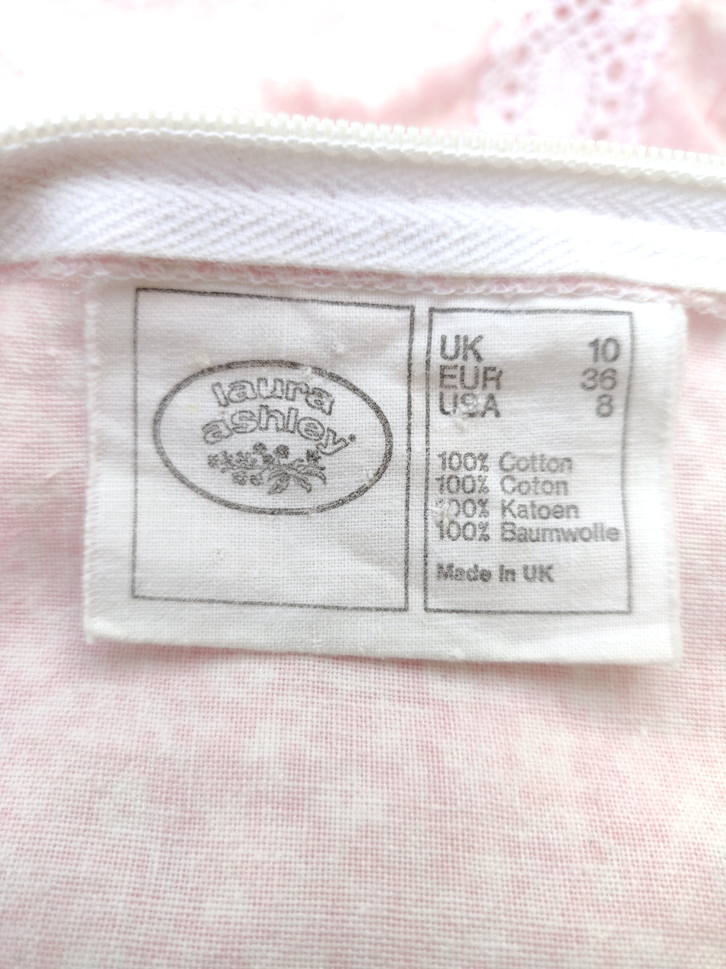 1970s Laura Ashley Pale Bubblegum Pink Calico Dress