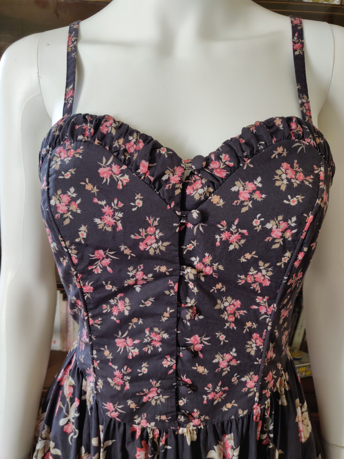 1980s Laura Ashley Sweetheart Ruffles Dress
