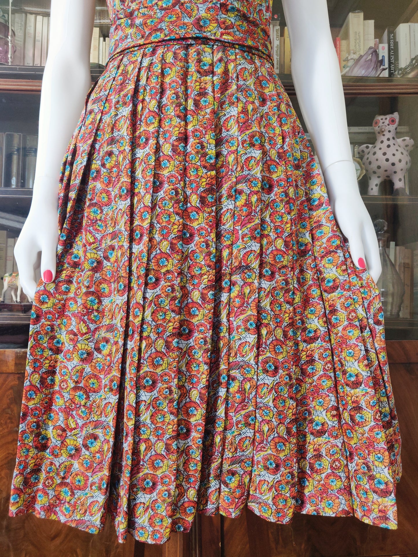 1950s Colorful Kaleidoscope Day Dress