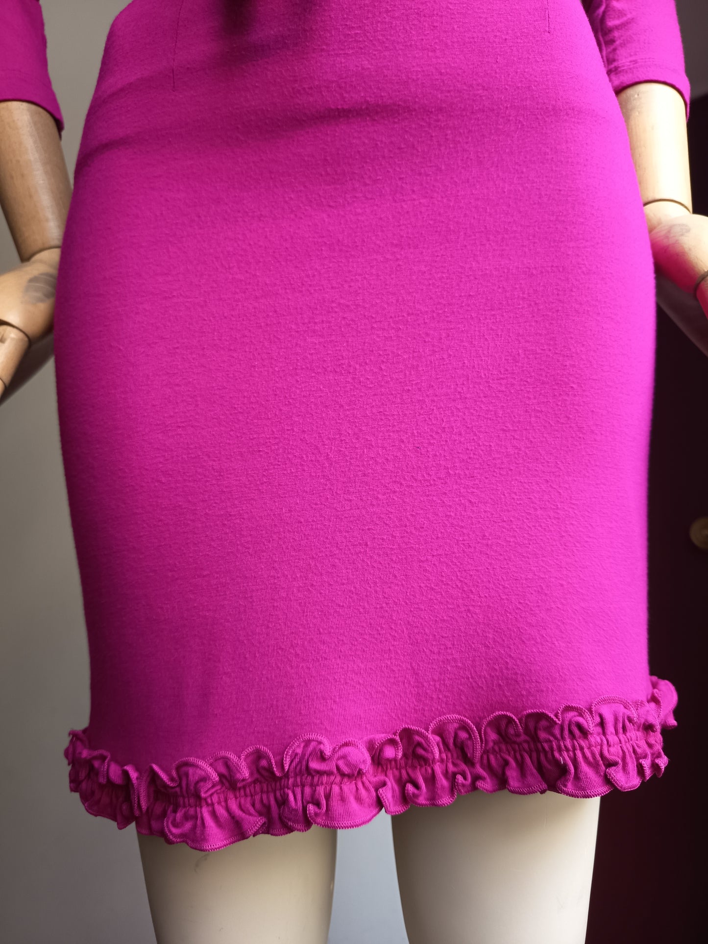 90s Chantal Thomass Hot Magenta Pink 3-Piece Set - Top, Skirt and Shawl