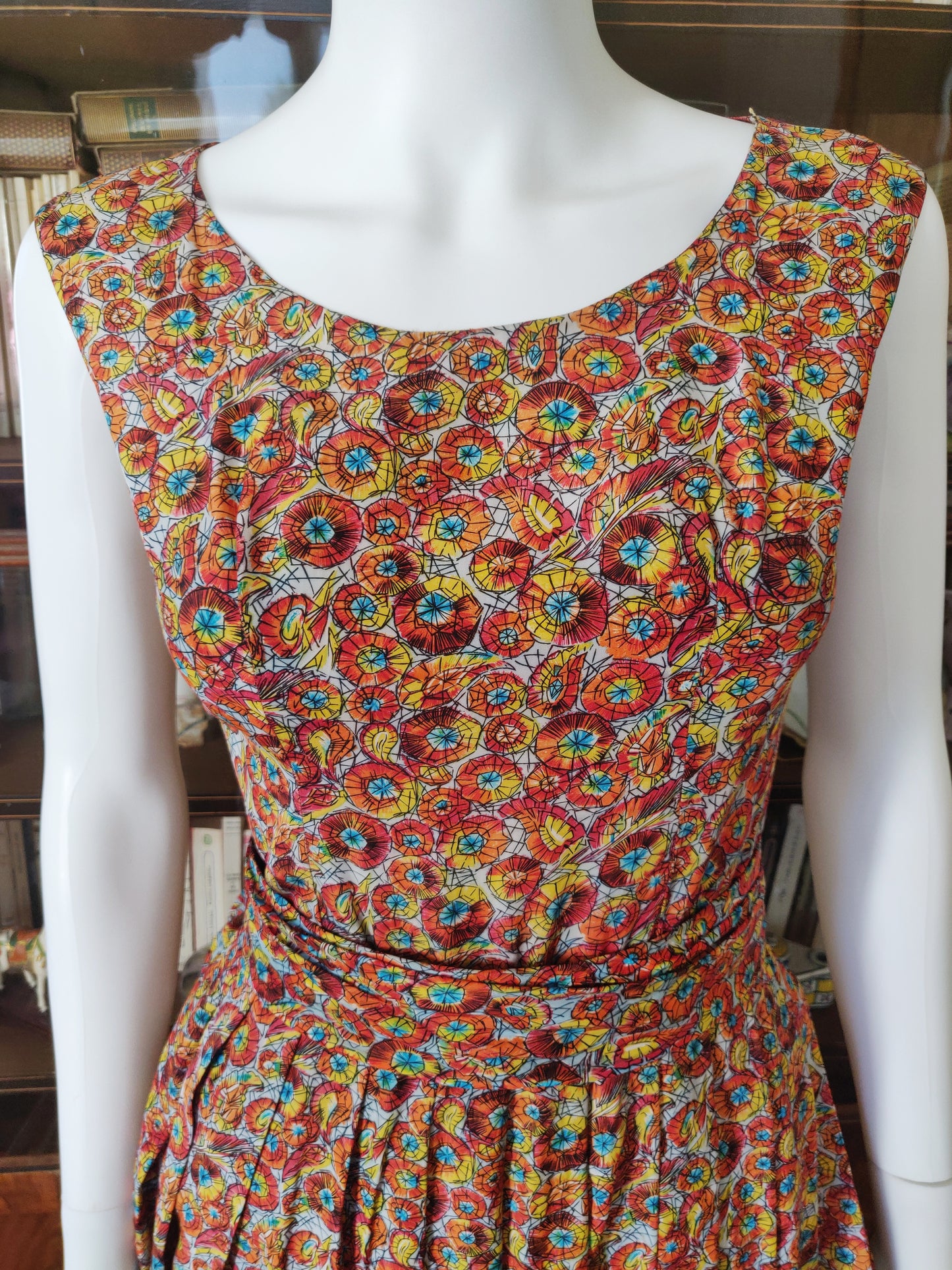1950s Colorful Kaleidoscope Day Dress
