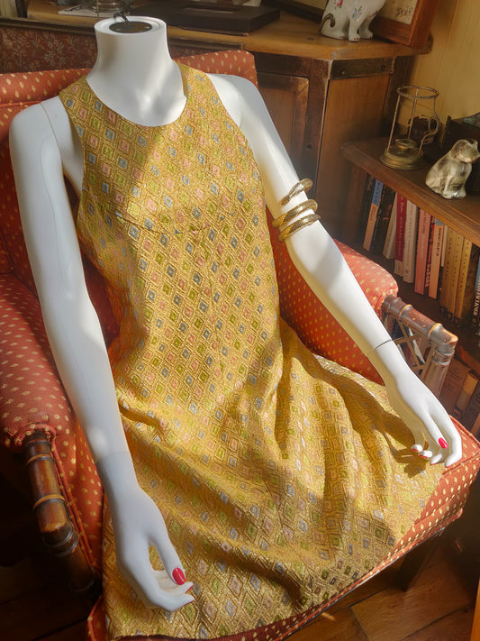 1960s Anik Robelin Sparkling Lurex Brocade Dress