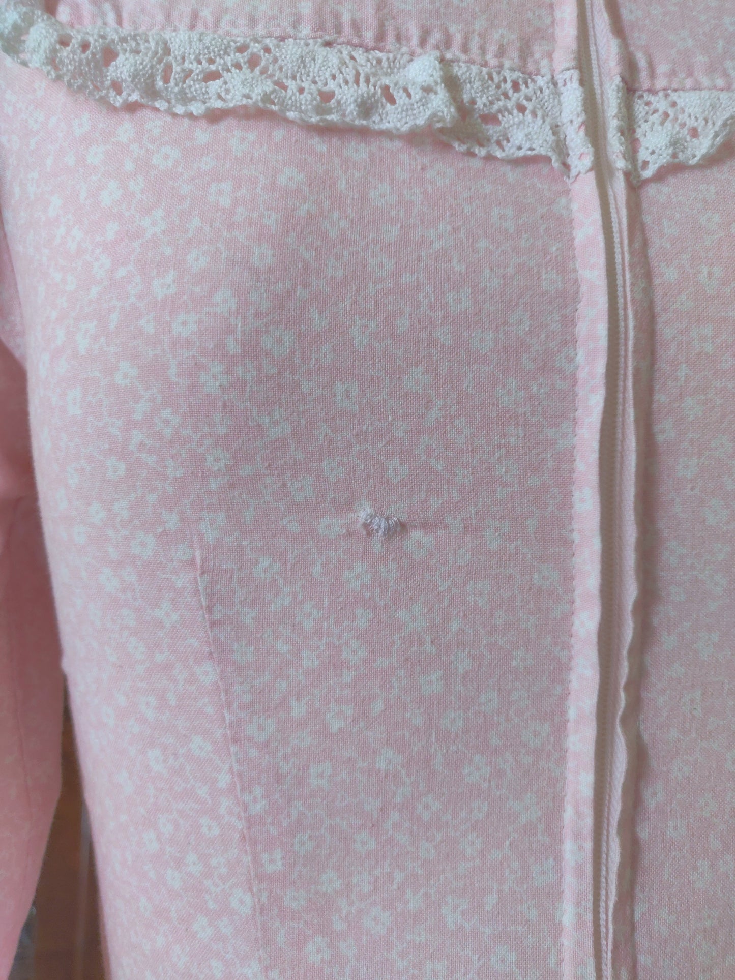 1970s Laura Ashley Pale Bubblegum Pink Calico Dress