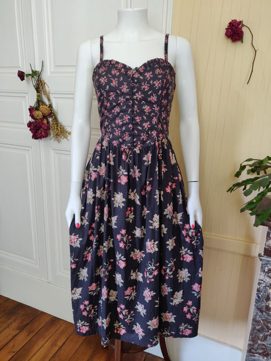 1980s Laura Ashley Sweetheart Ruffles Dress