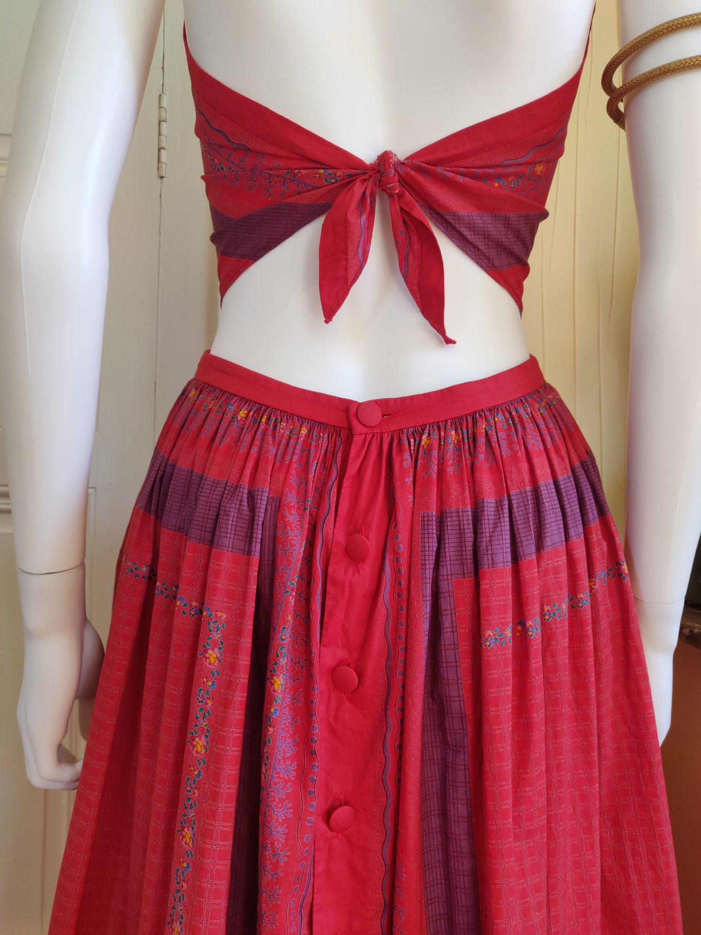 Exceptional 1970s Souleiado Dress and Scarf