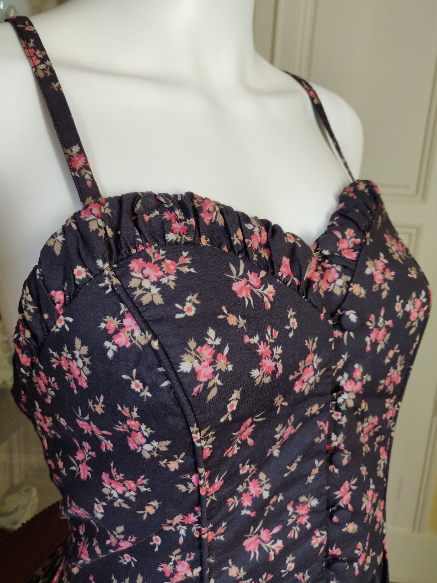 1980s Laura Ashley Sweetheart Ruffles Dress