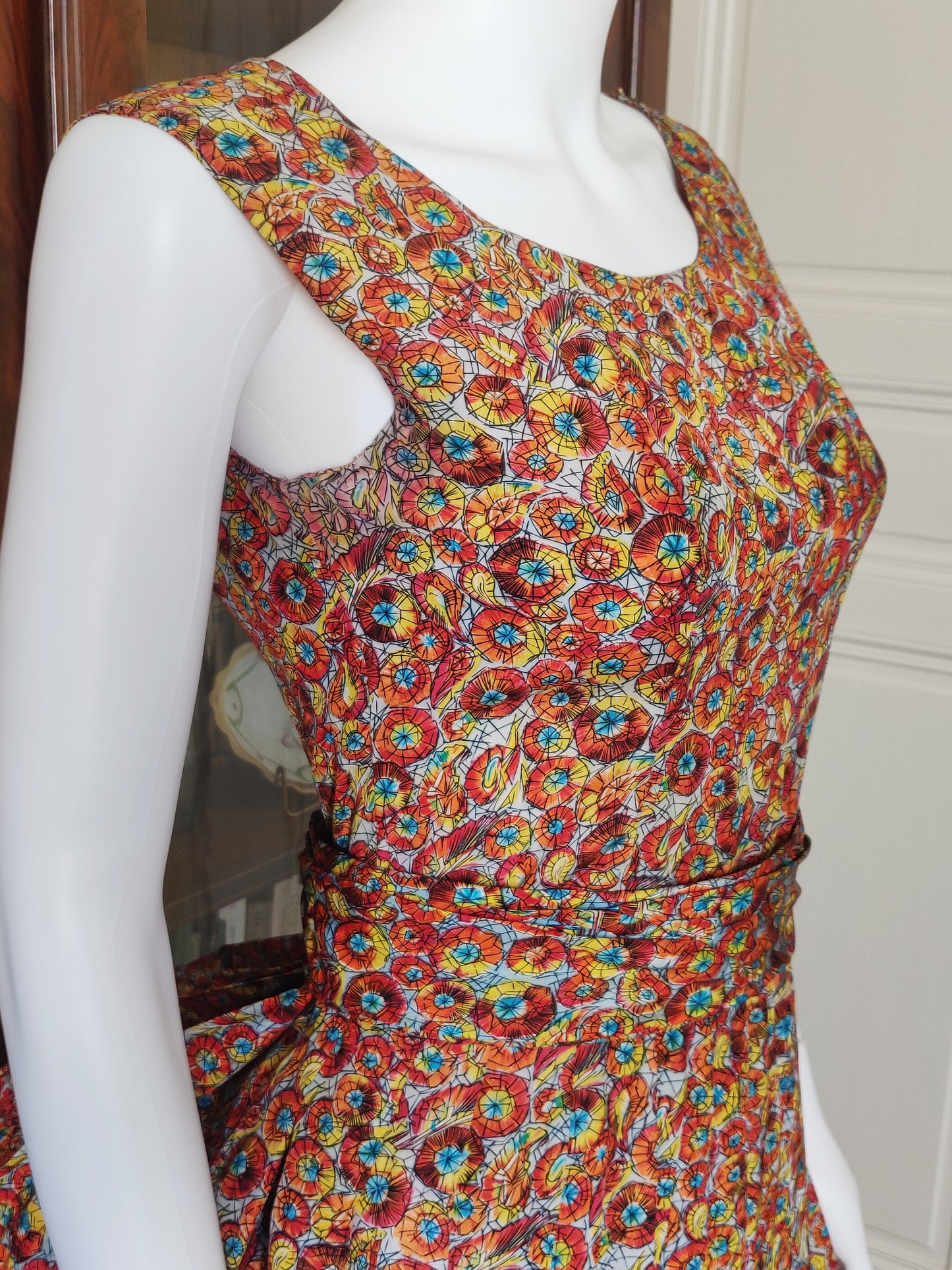 1950s Colorful Kaleidoscope Day Dress