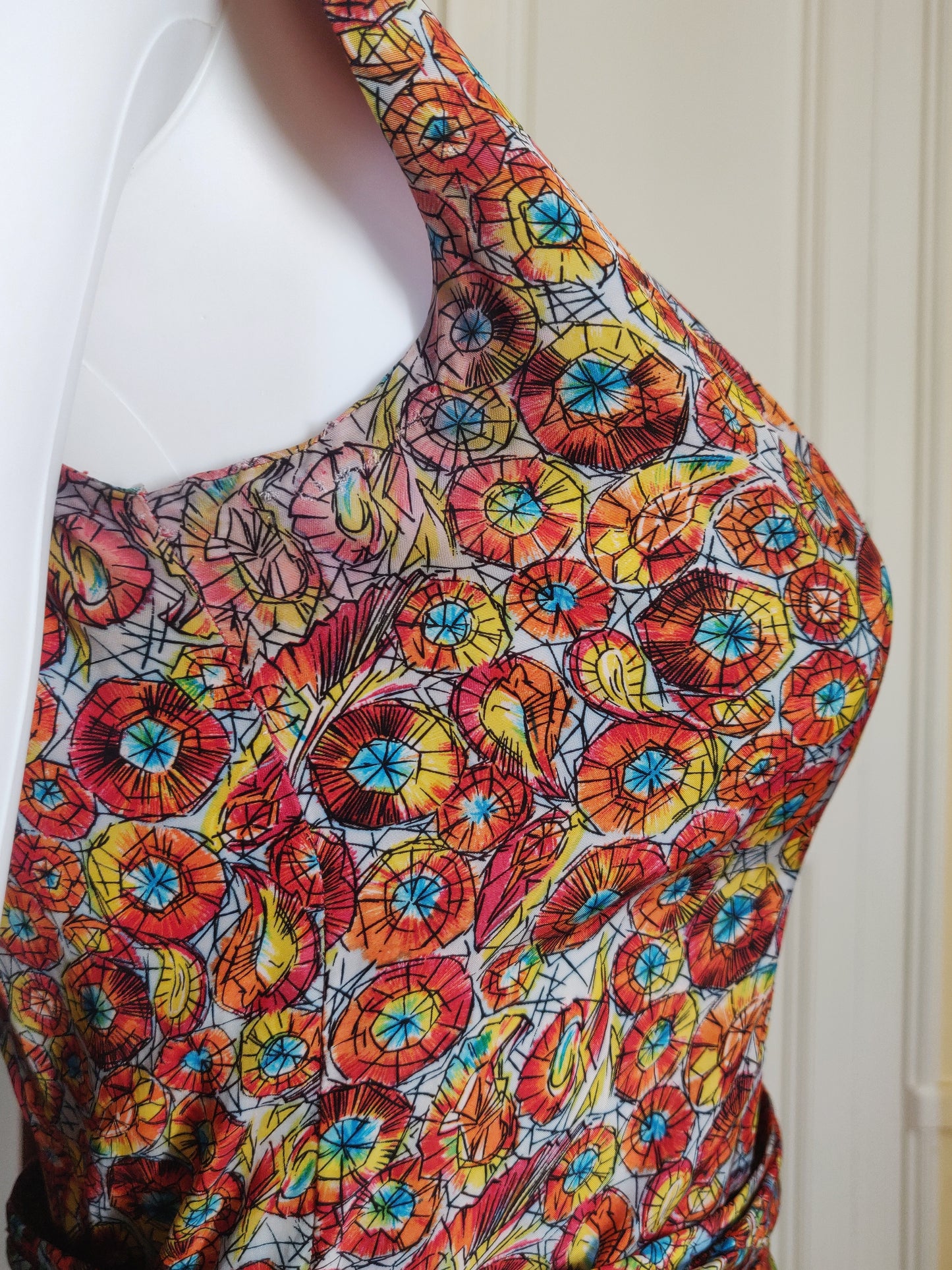 1950s Colorful Kaleidoscope Day Dress
