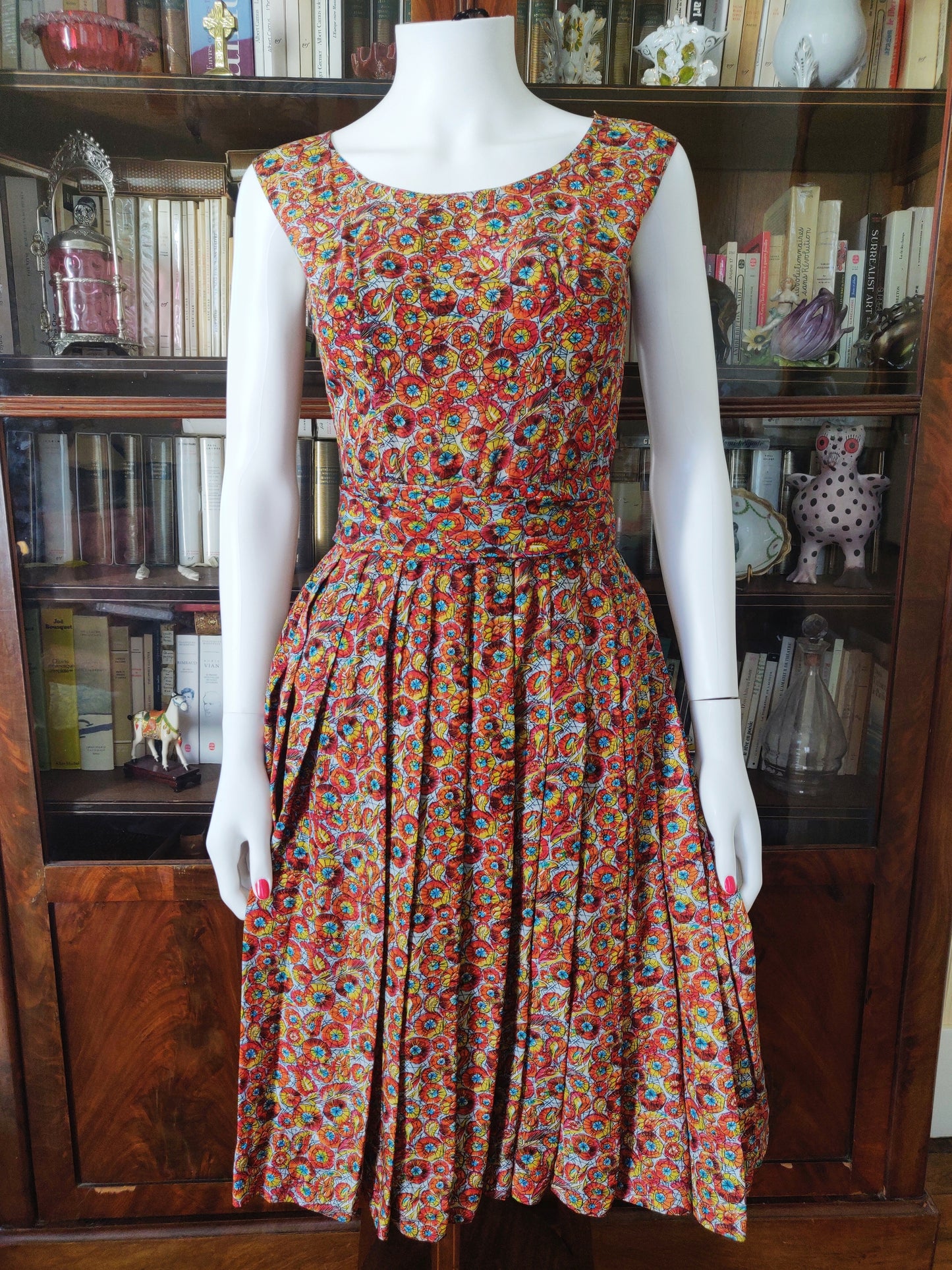 1950s Colorful Kaleidoscope Day Dress