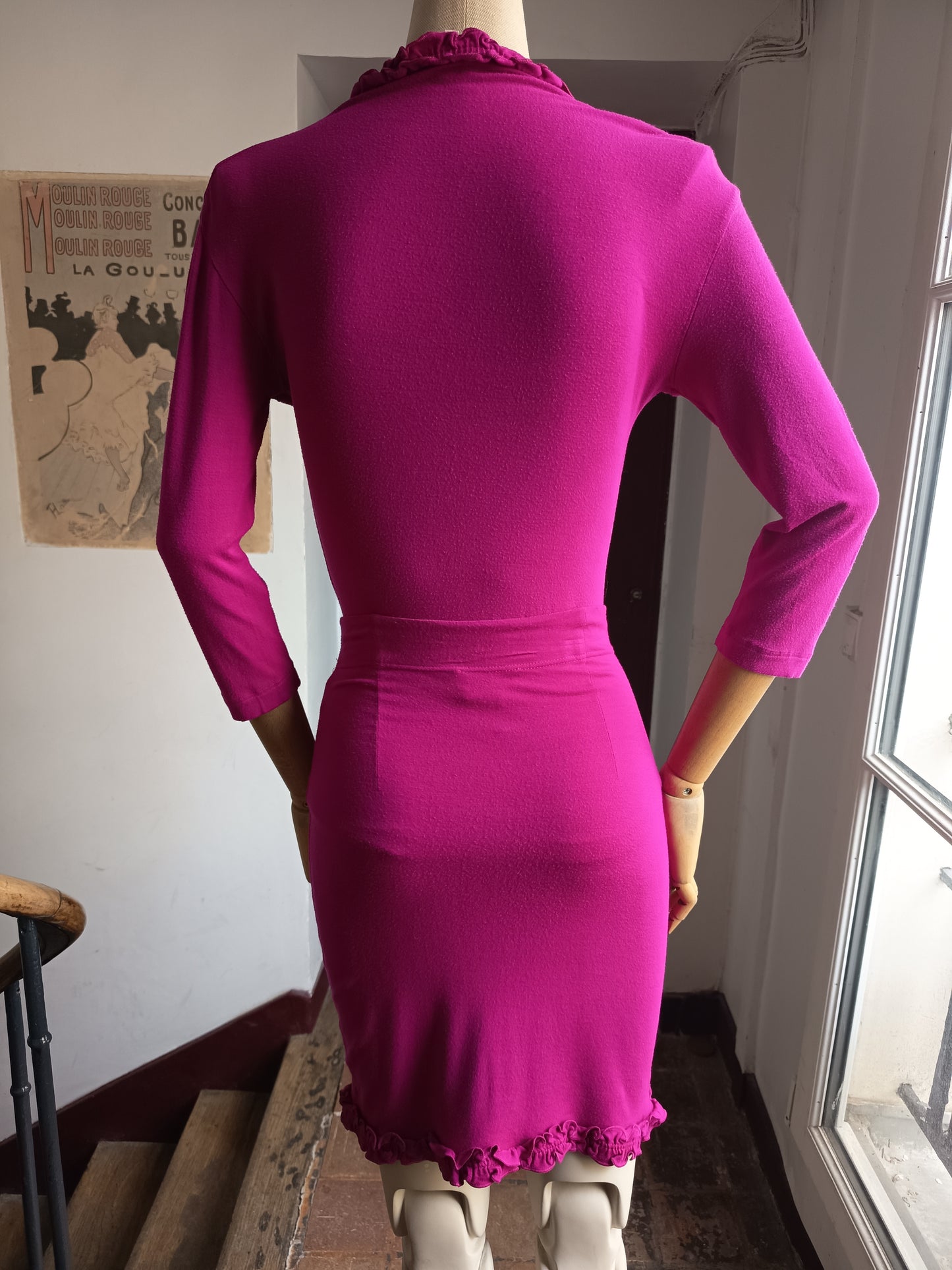 90s Chantal Thomass Hot Magenta Pink 3-Piece Set - Top, Skirt and Shawl