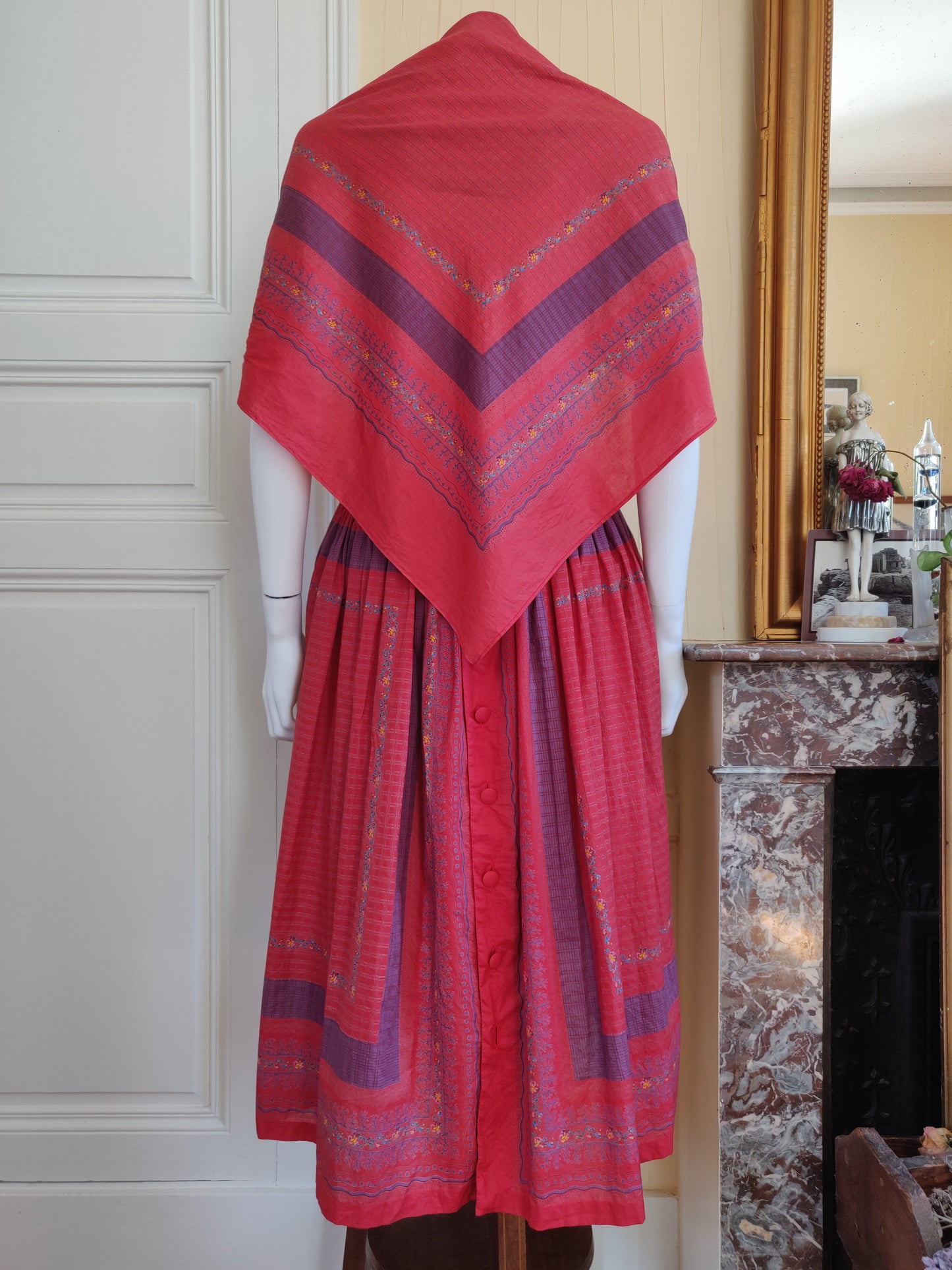 Exceptional 1970s Souleiado Dress and Scarf