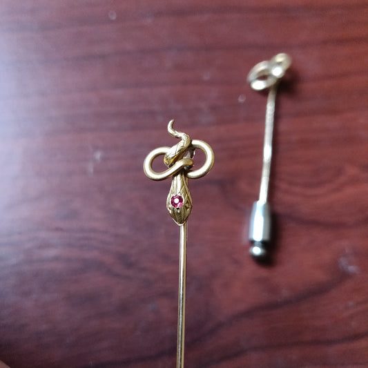 1890s Art Nouveau Snake Stick Pin