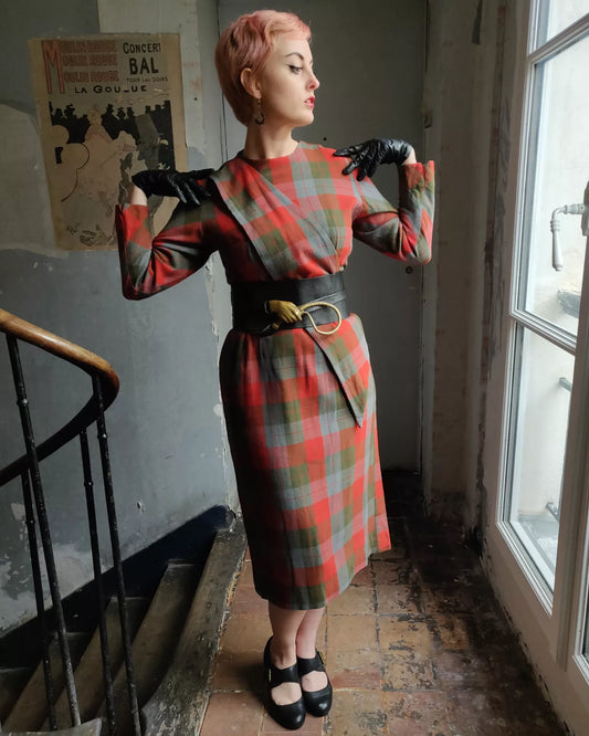 1940s Tartan Dress