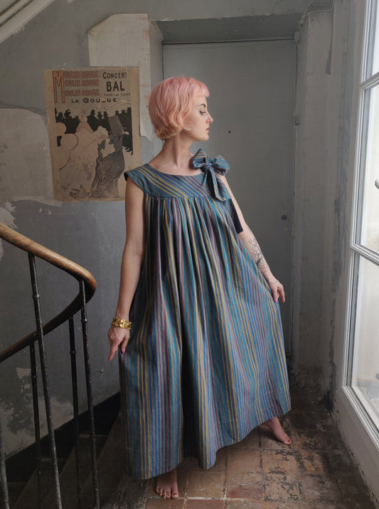 1970s Striped Lanvin Summer Dress with Pockets