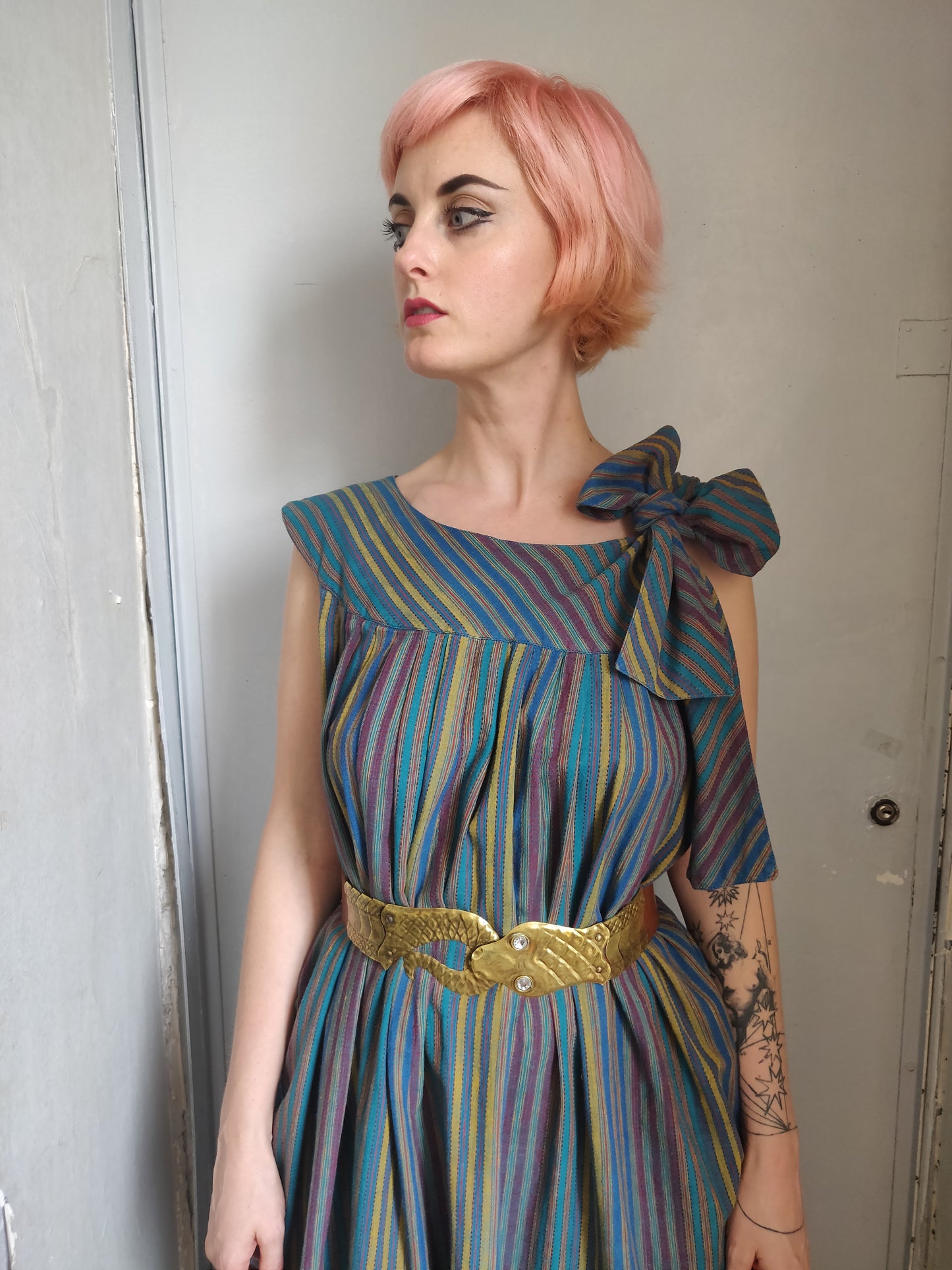 1970s Striped Lanvin Summer Dress with Pockets