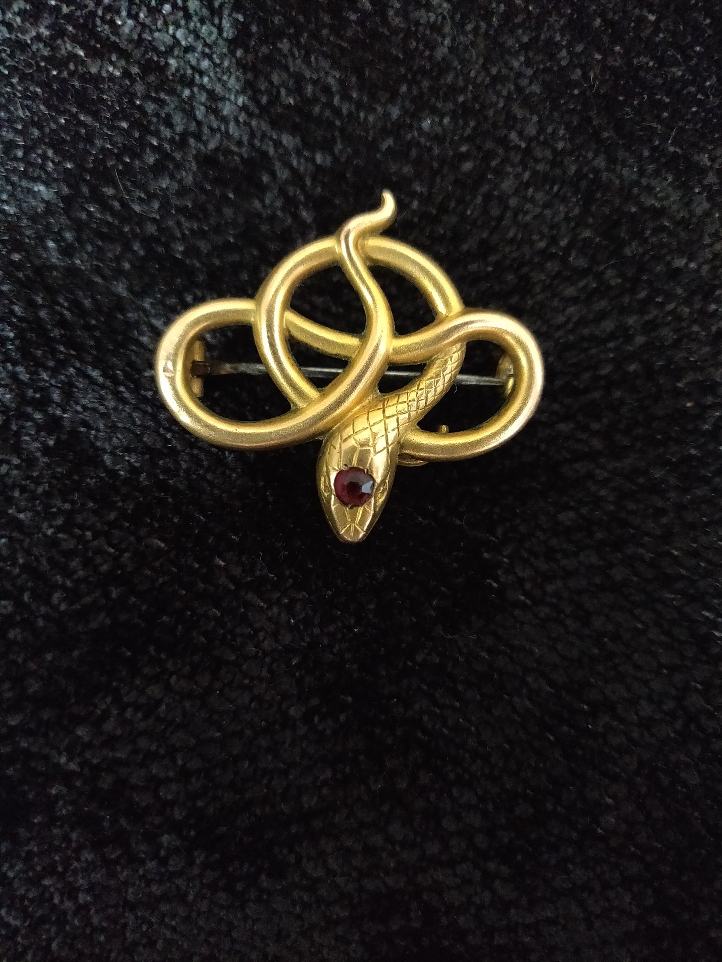 1890s Art Nouveau Gold Snake Brooch / Pendant - Victorian Era French Jewelry