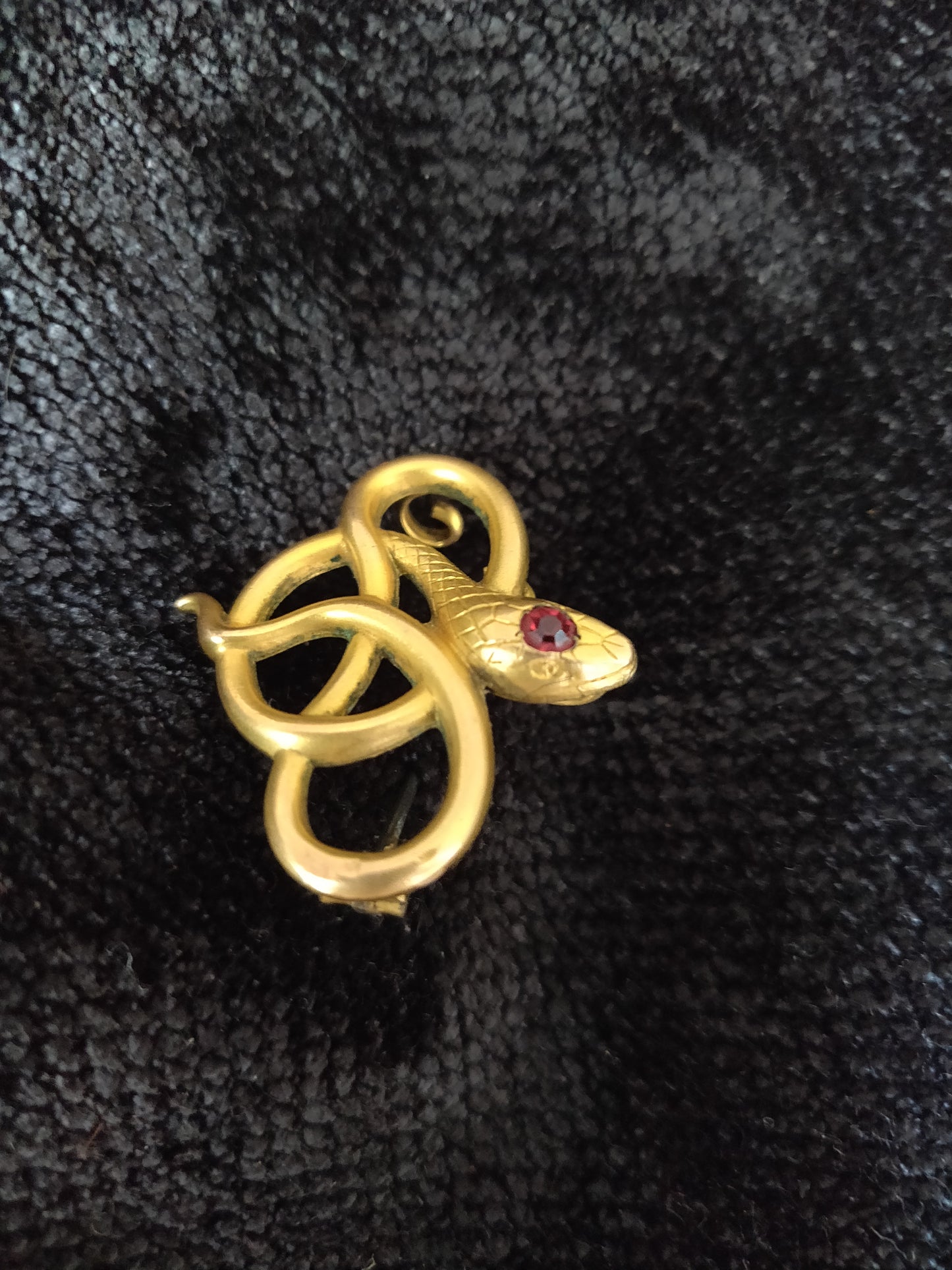 1890s Art Nouveau Gold Snake Brooch / Pendant - Victorian Era French Jewelry