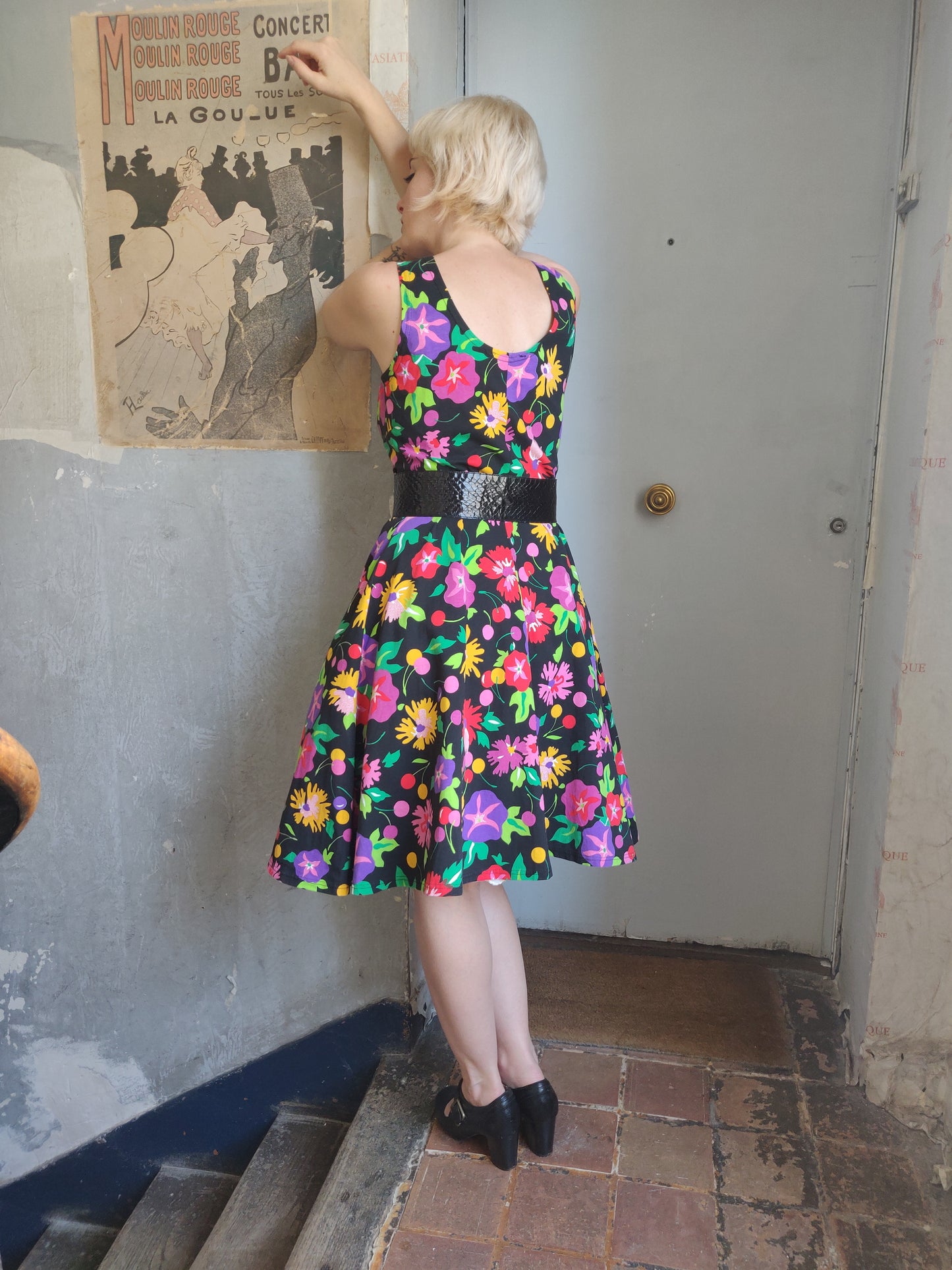 Pierre Cardin Black Fruity Floral Summer Dress